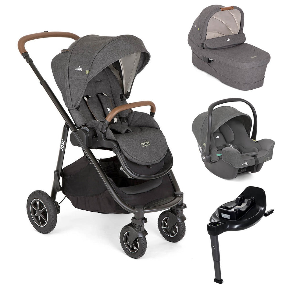 Joie Versatrax Trio On The Go Encore Travel System Bundle - Shell Grey
