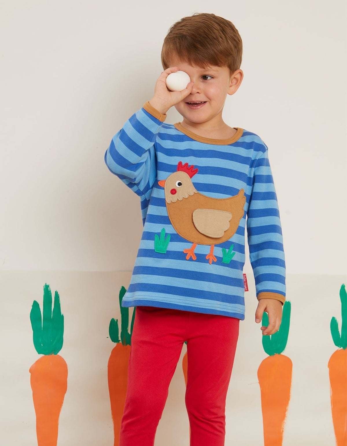 Toby Tiger Organic Clucky Chicken Applique Long-Sleeved T-Shirt