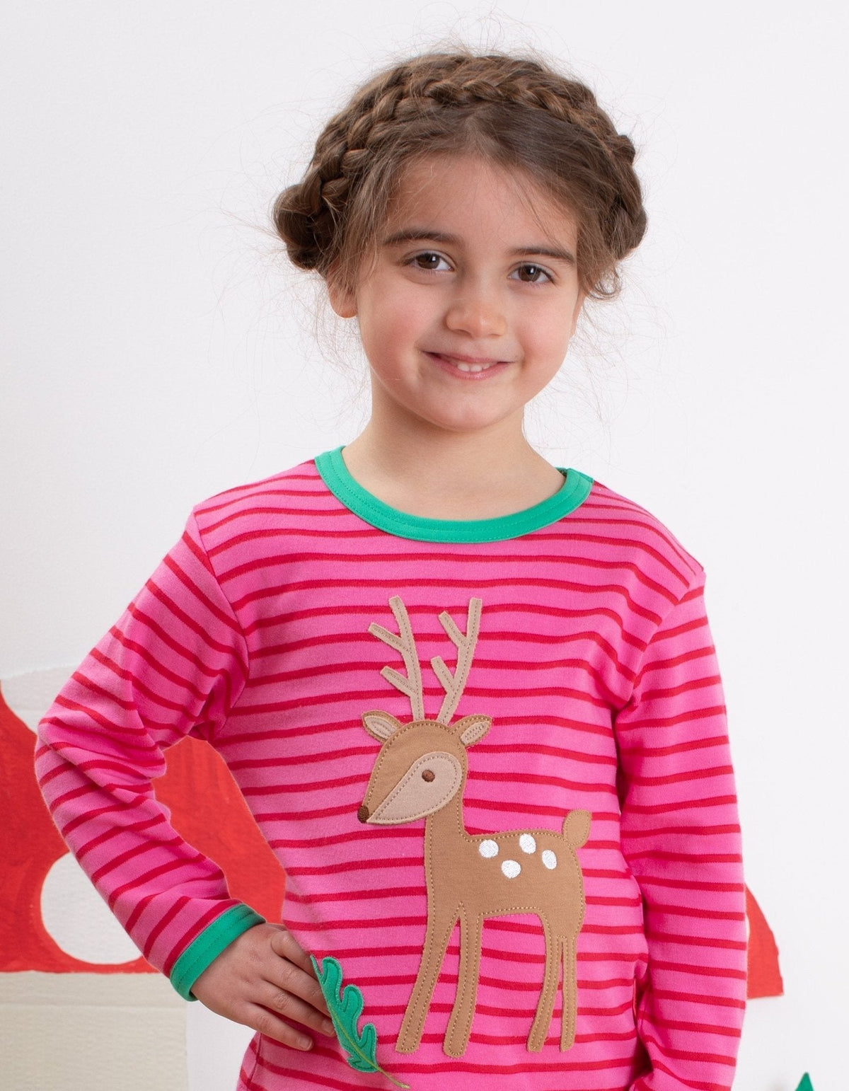 Toby Tiger Organic Fawn Applique Long-Sleeved T-Shirt