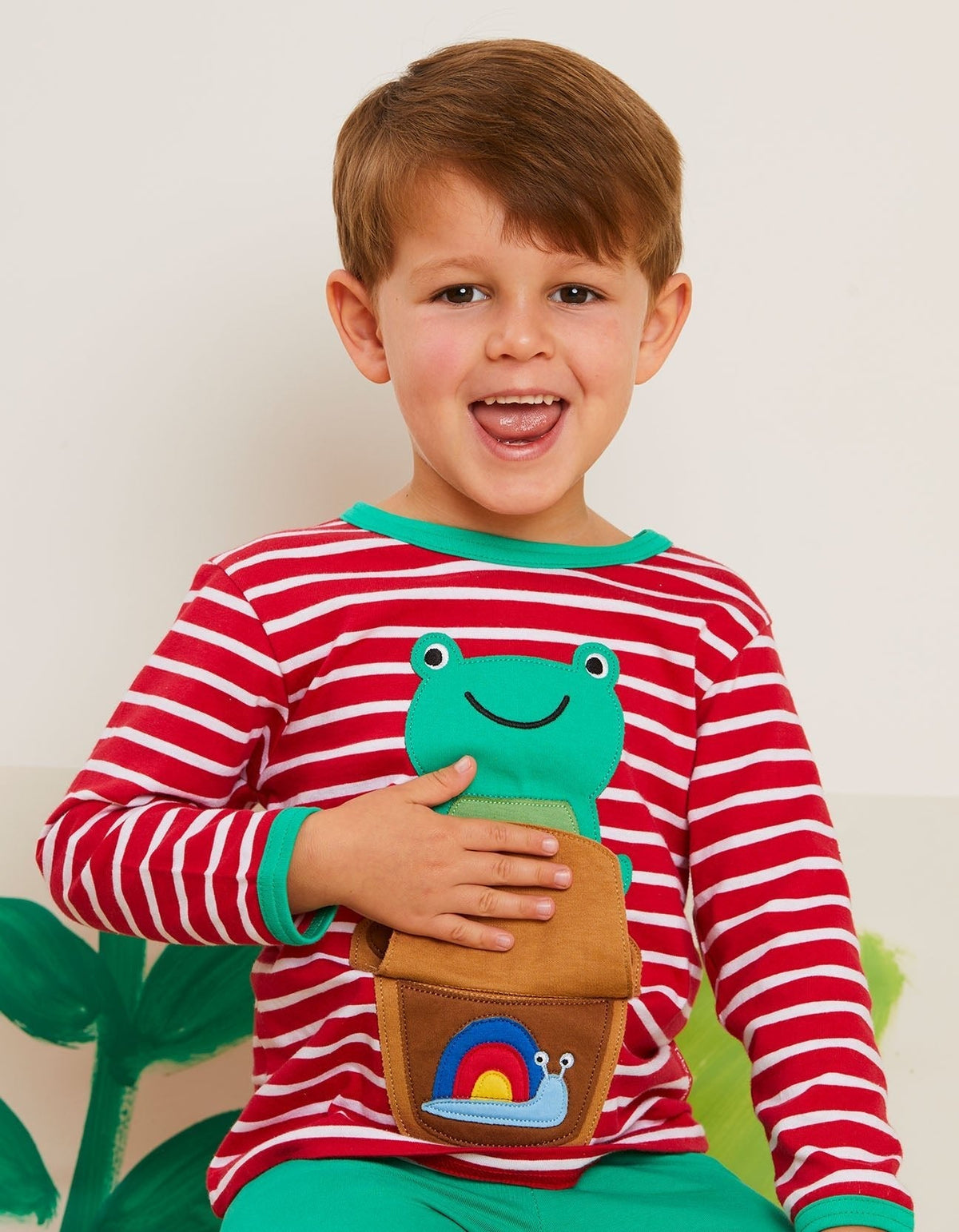 Toby Tiger Organic Frog Applique Long-Sleeved T-Shirt