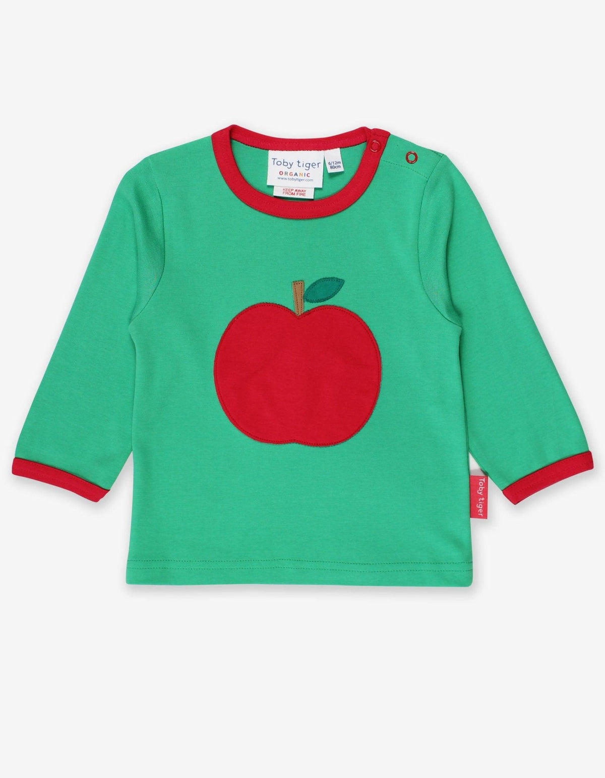 Toby Tiger Organic Green Apple Applique Long-Sleeved T-Shirt