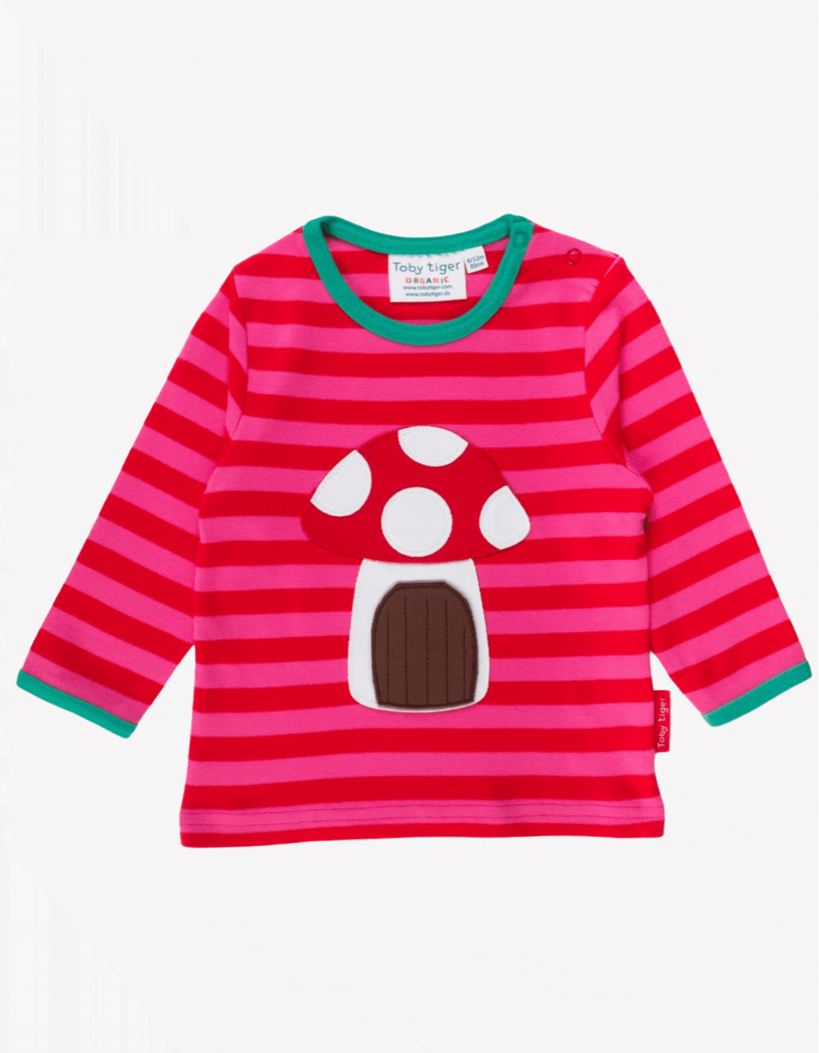 Toby Tiger Organic Mouse and Mushroom Applique Long-Sleeved T-Shirt