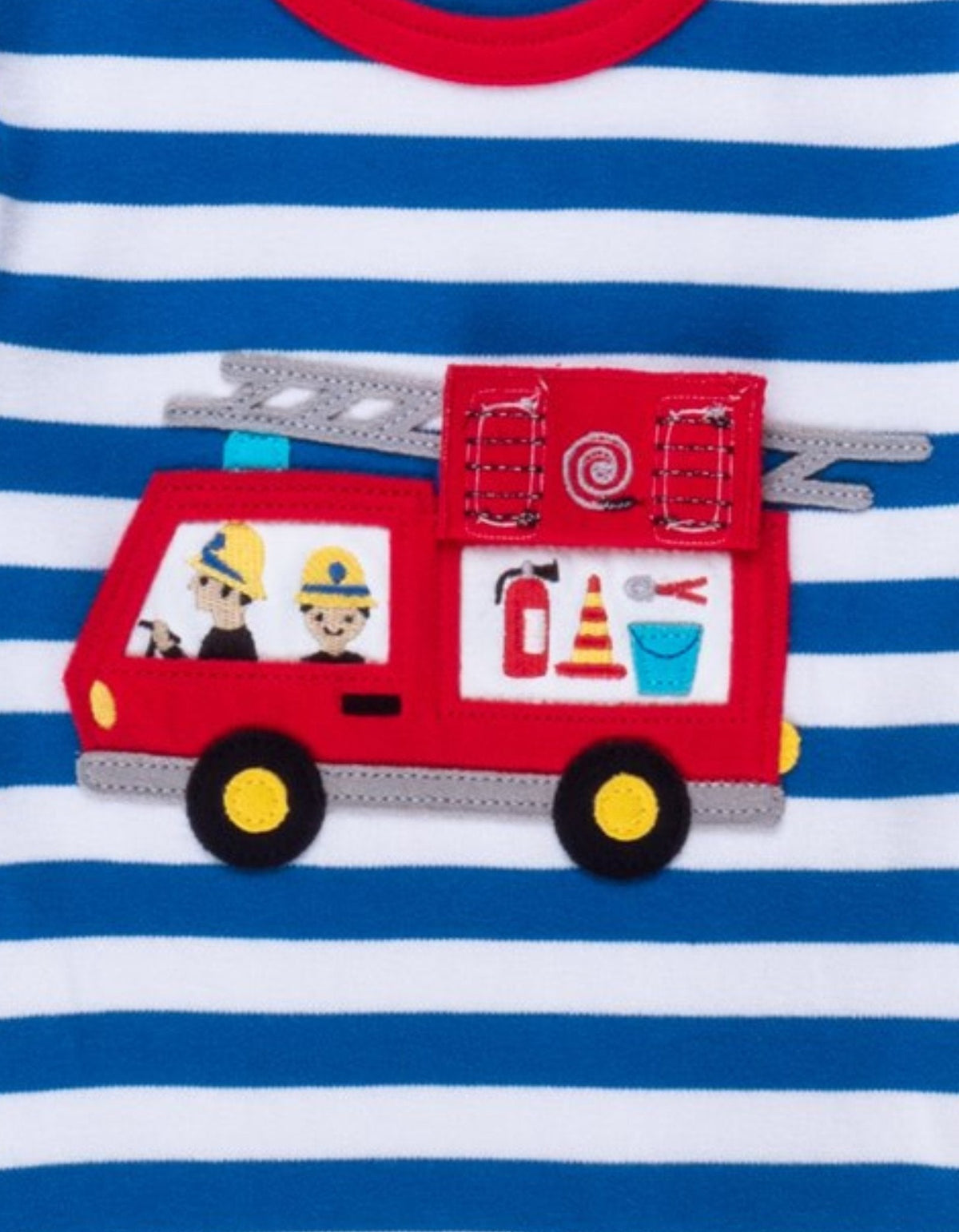 Toby Tiger Organic Fire Engine Applique Long-Sleeved T-Shirt