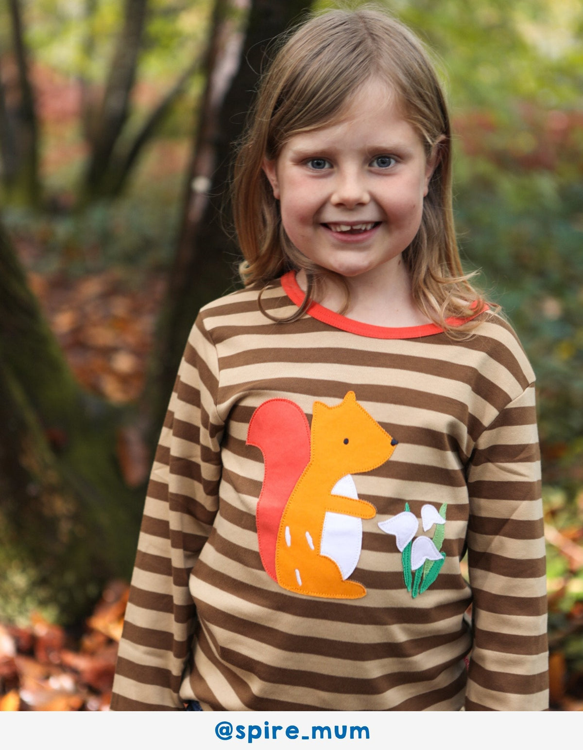 Toby Tiger Organic Squirrel Applique Long-Sleeved T-Shirt