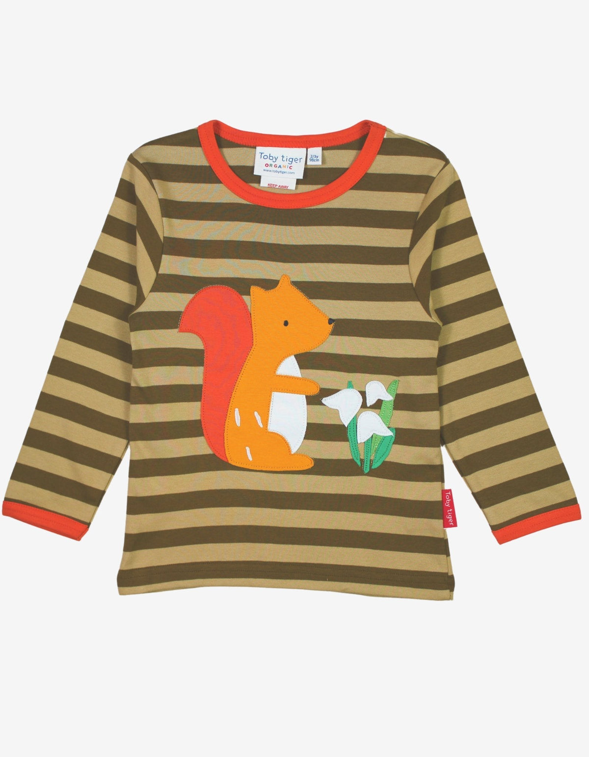 Toby Tiger Organic Squirrel Applique Long-Sleeved T-Shirt