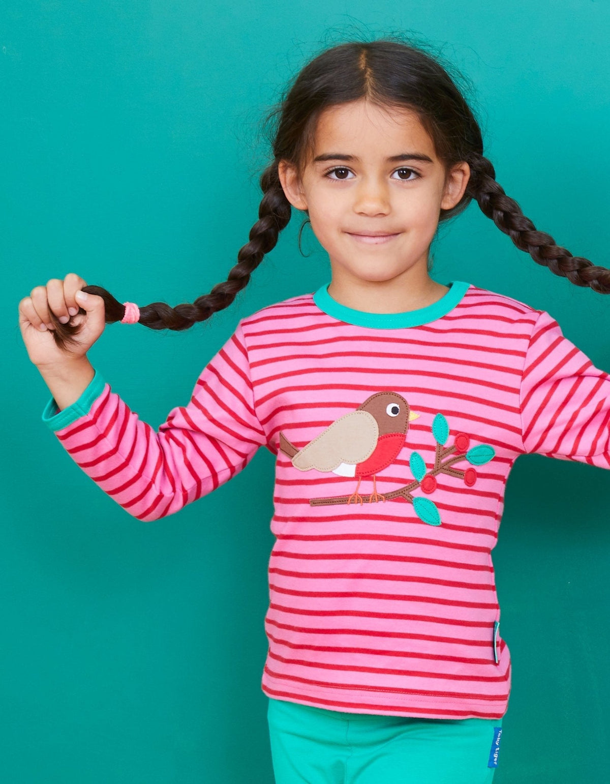 Toby Tiger Organic Robin Applique Long-Sleeved T-Shirt