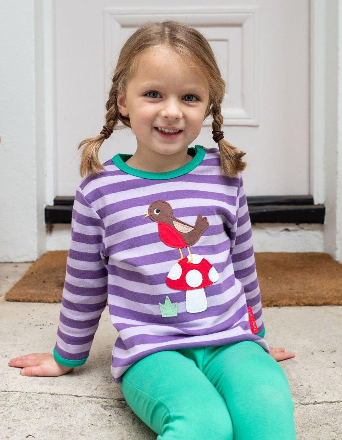 Toby Tiger Organic Robin Applique Long-Sleeved T-Shirt