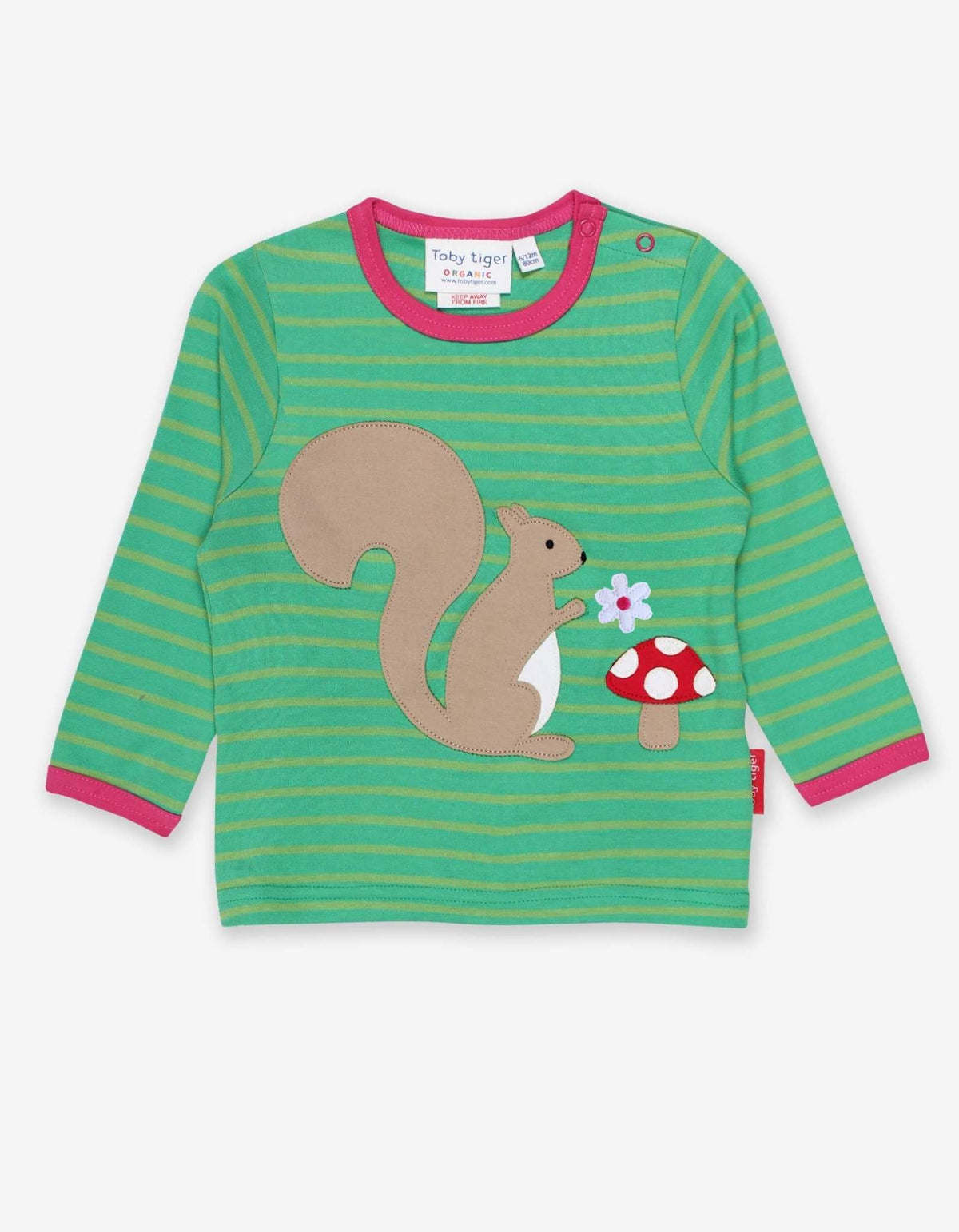Toby Tiger Organic Squirrel Applique Long-Sleeved T-Shirt