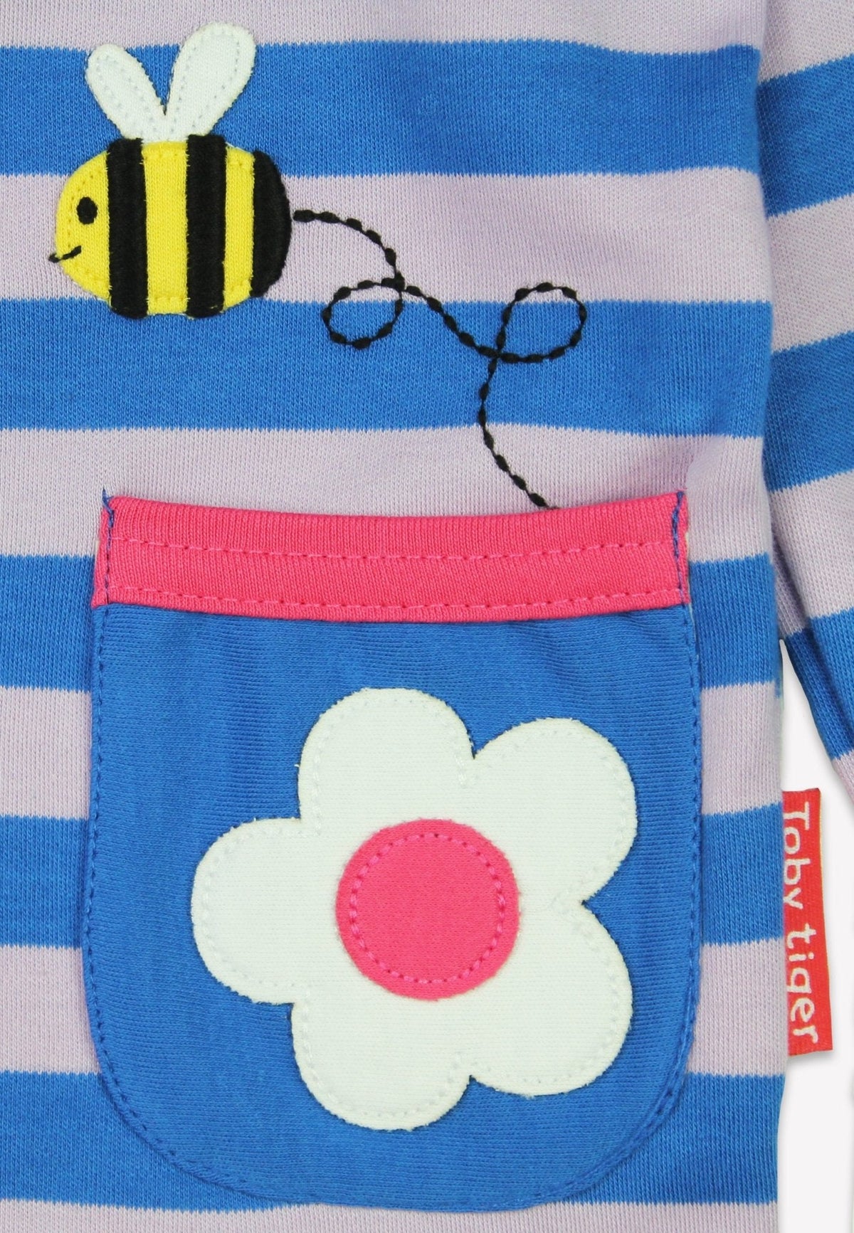 Toby Tiger Organic Striped Daisy Applique Long-Sleeved T-Shirt