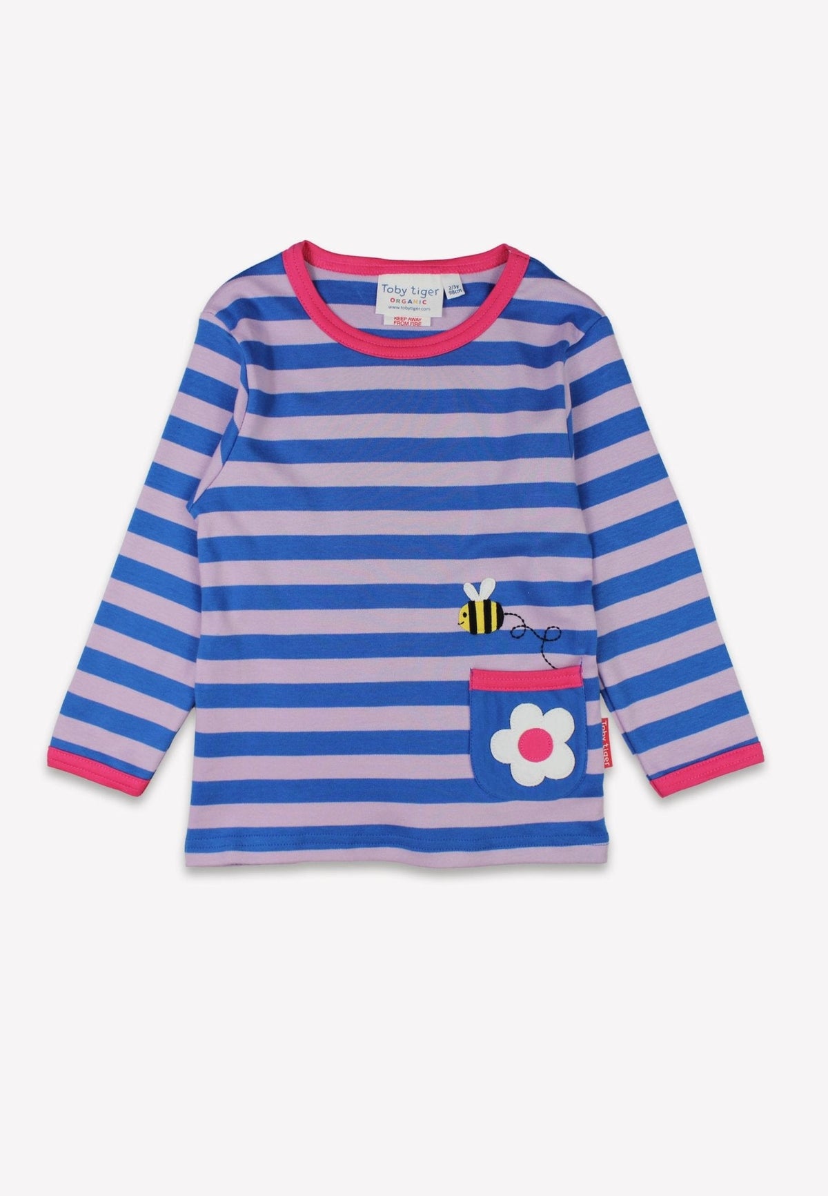Toby Tiger Organic Striped Daisy Applique Long-Sleeved T-Shirt