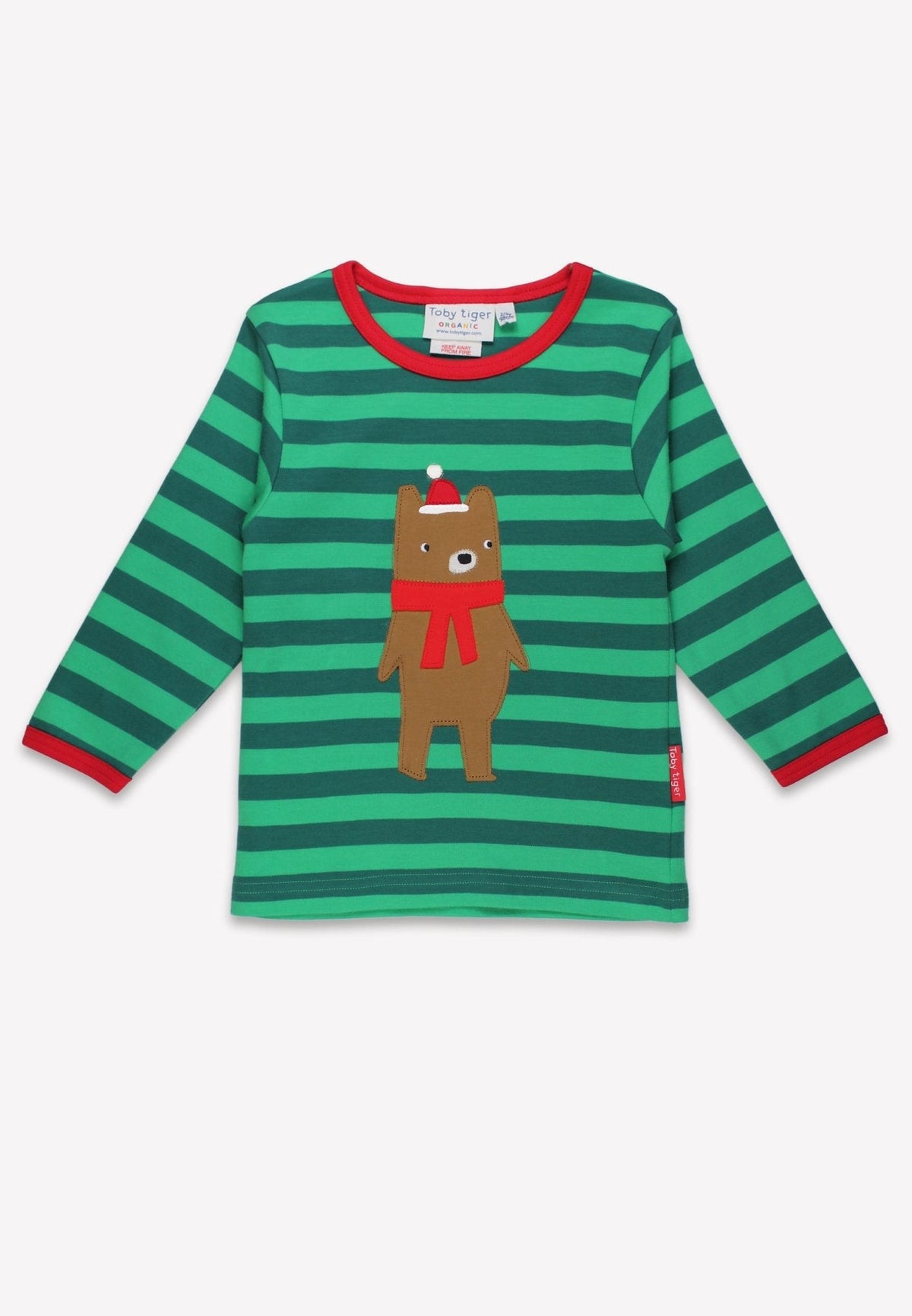Toby Tiger Organic Christmas Bear Applique Long-Sleeved T-Shirt