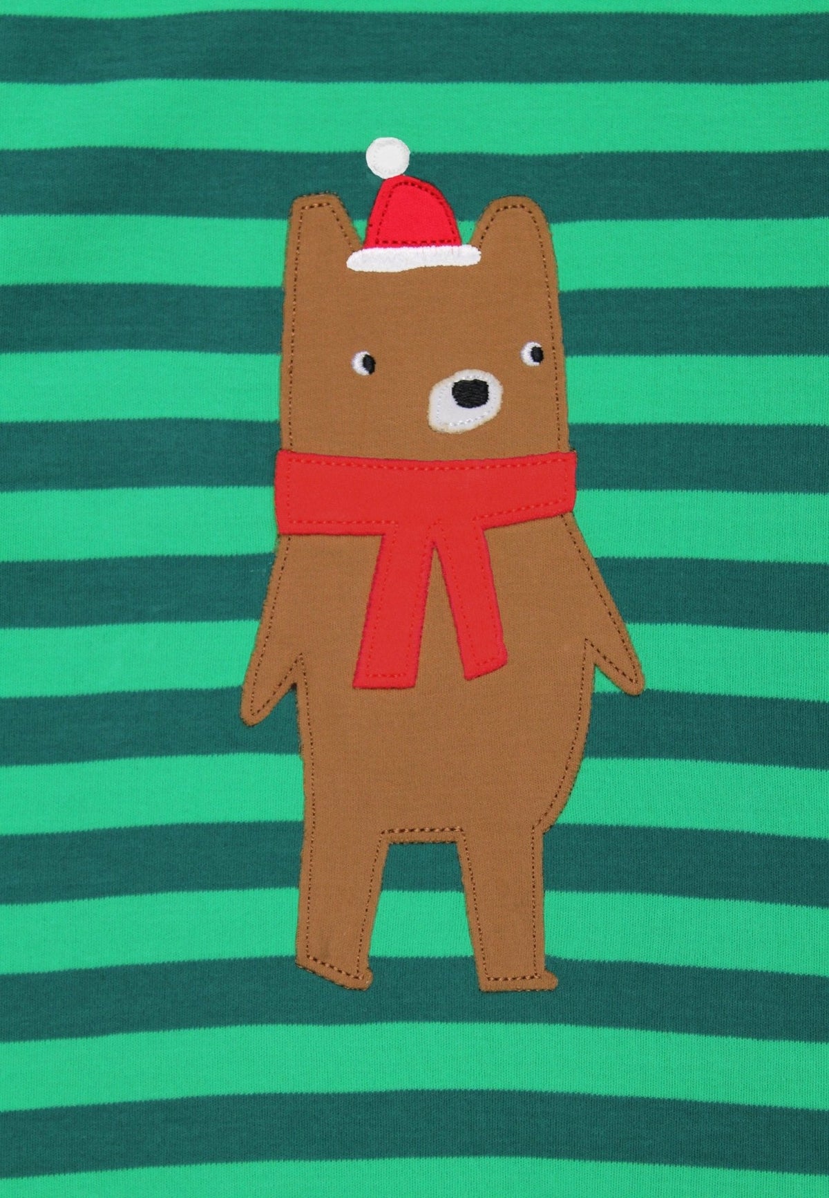 Toby Tiger Organic Christmas Bear Applique Long-Sleeved T-Shirt