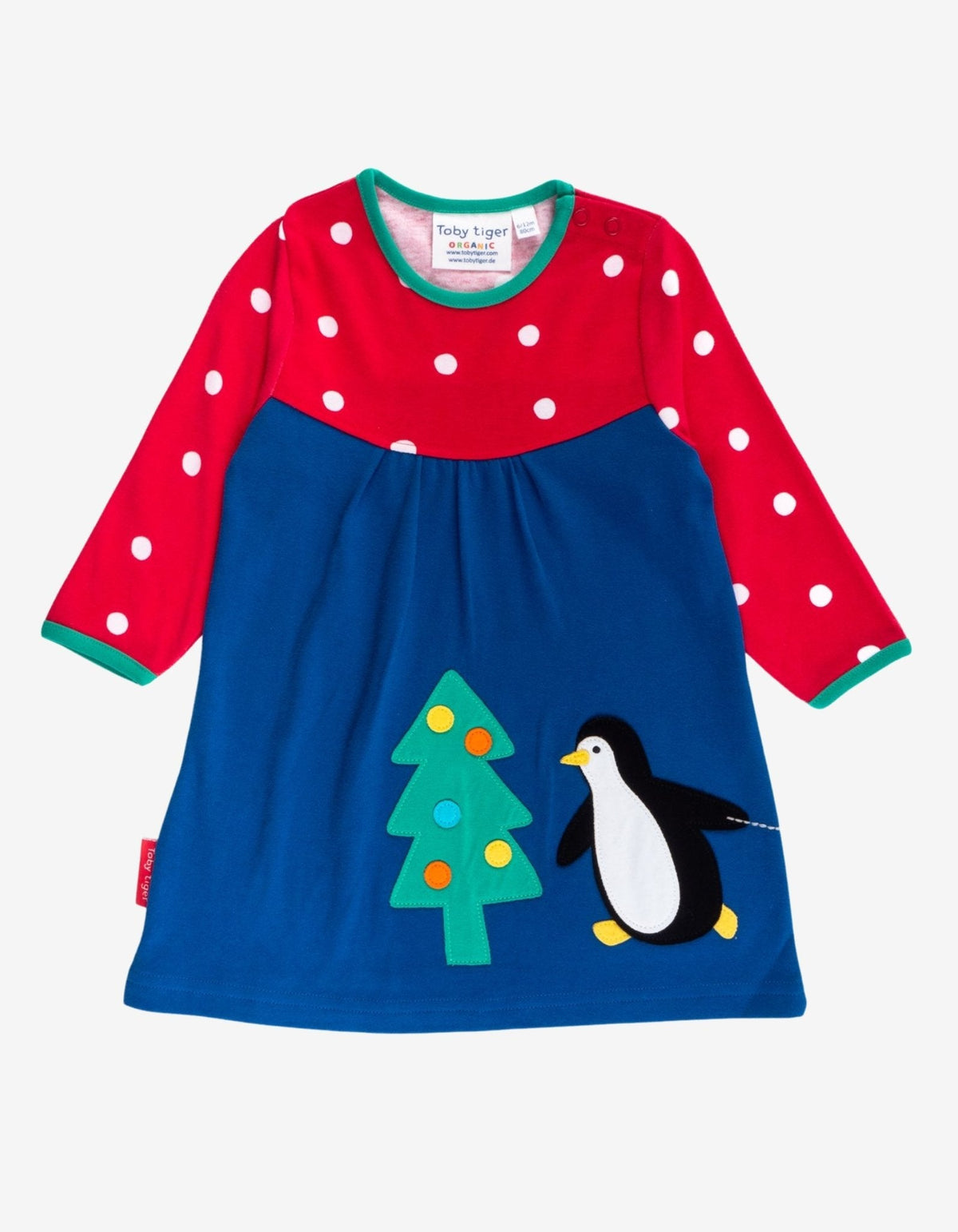 Toby Tiger Organic Penguins' Christmas Applique T-Shirt Dress