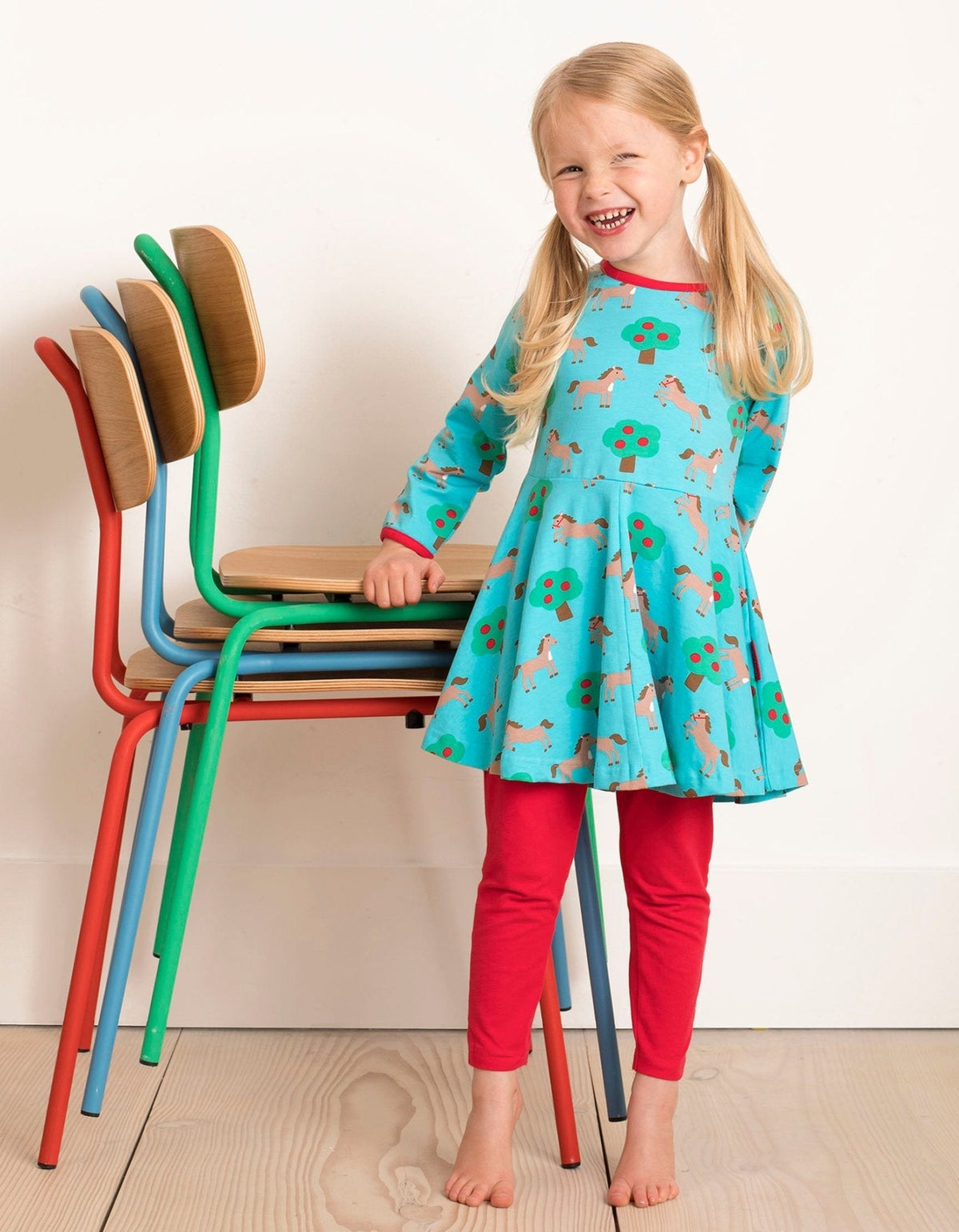Toby Tiger Organic Horse Print Skater Dress