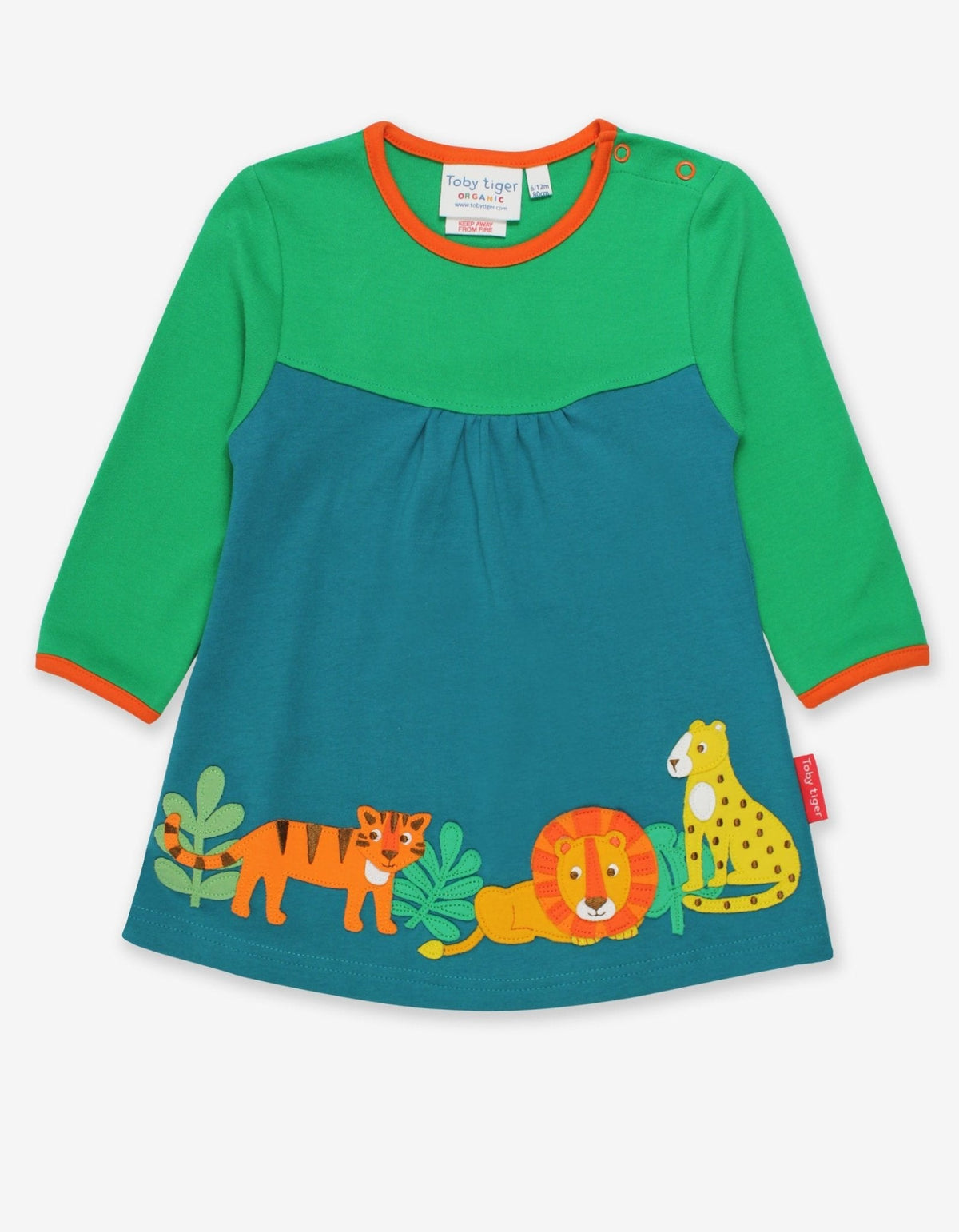 Toby Tiger Organic Wild Cats Applique T-Shirt Dress
