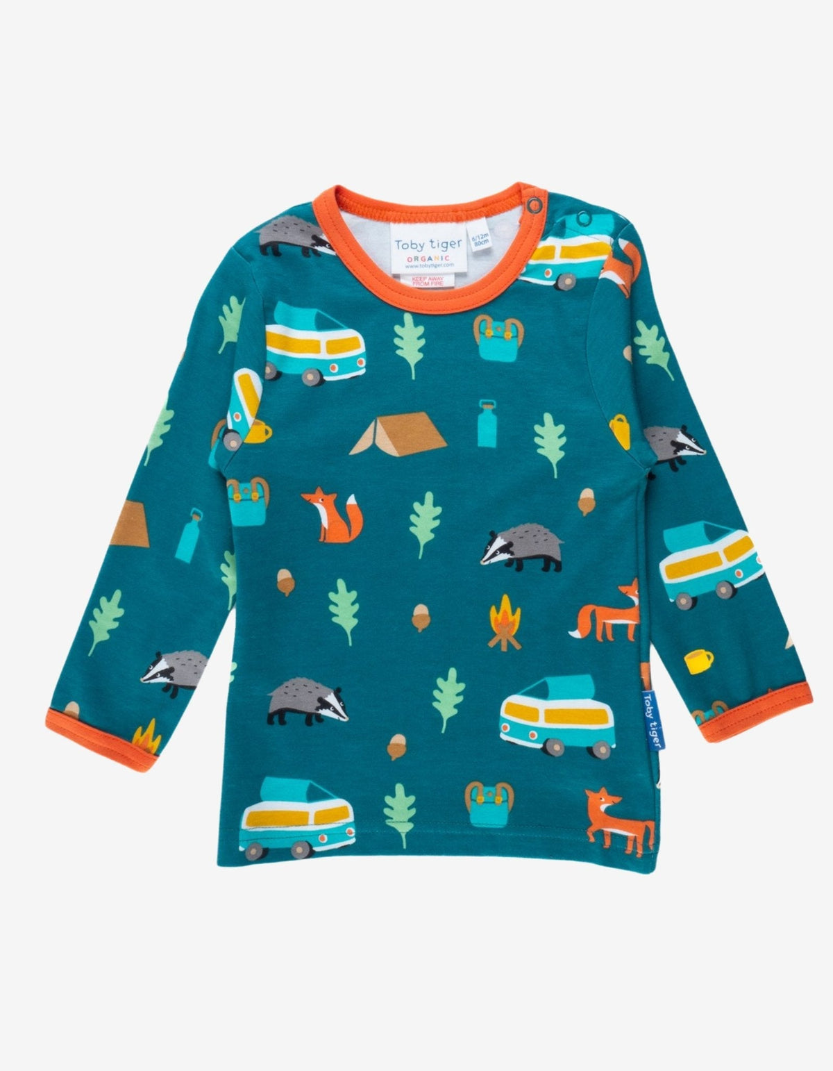 Toby Tiger Organic Campervan Print Long-Sleeved T-Shirt