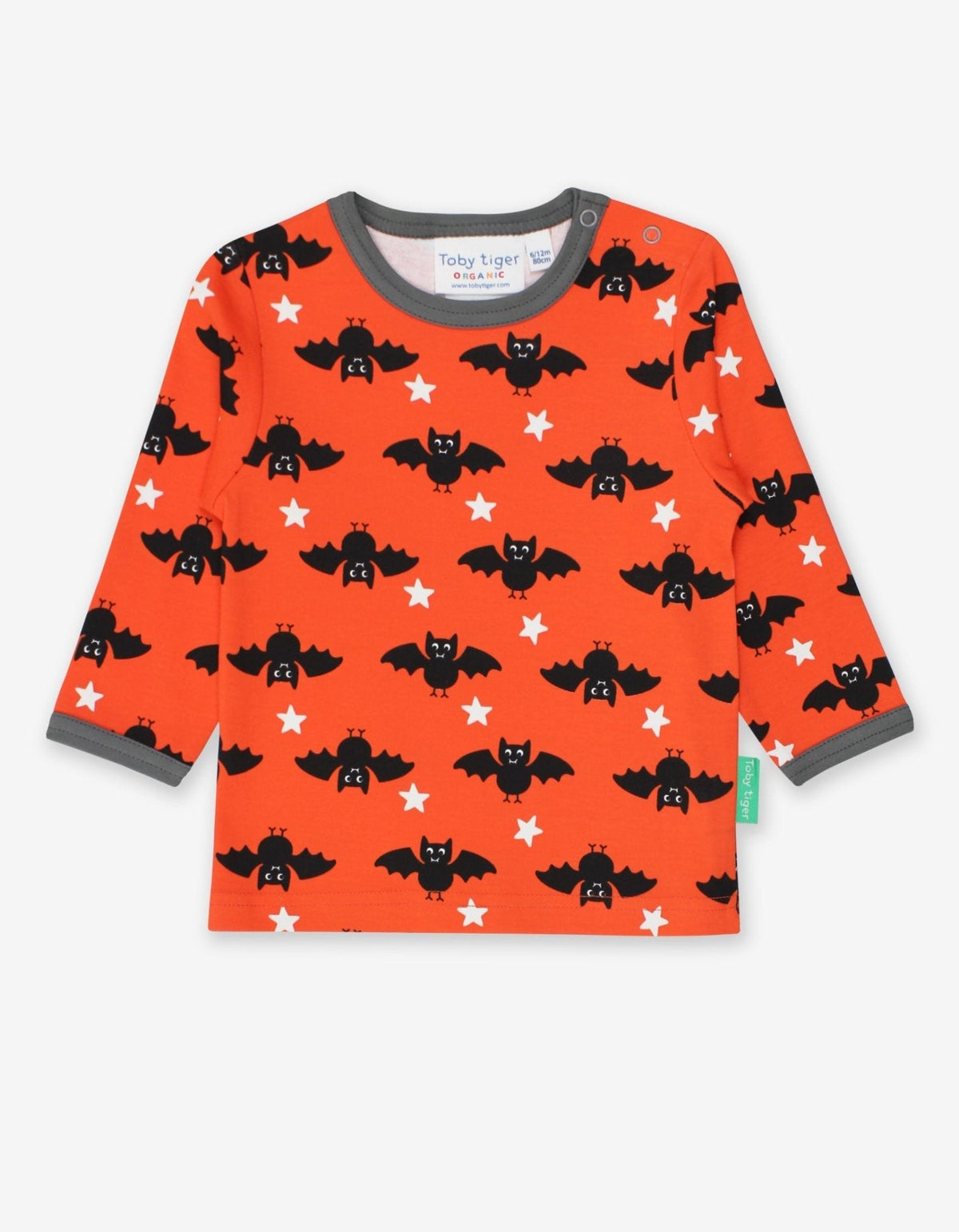 Toby Tiger Organic Bat Print Long-Sleeved T-Shirt