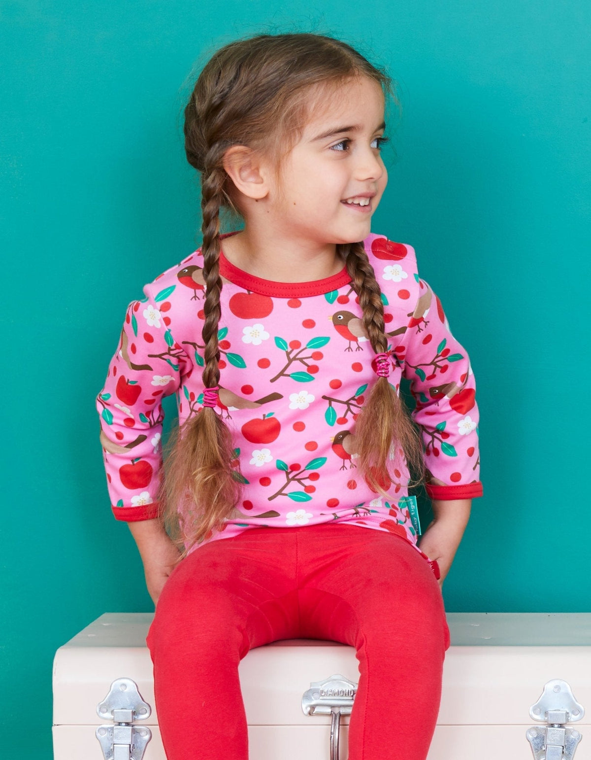 Toby Tiger Organic Robin Print Long-Sleeved T-Shirt