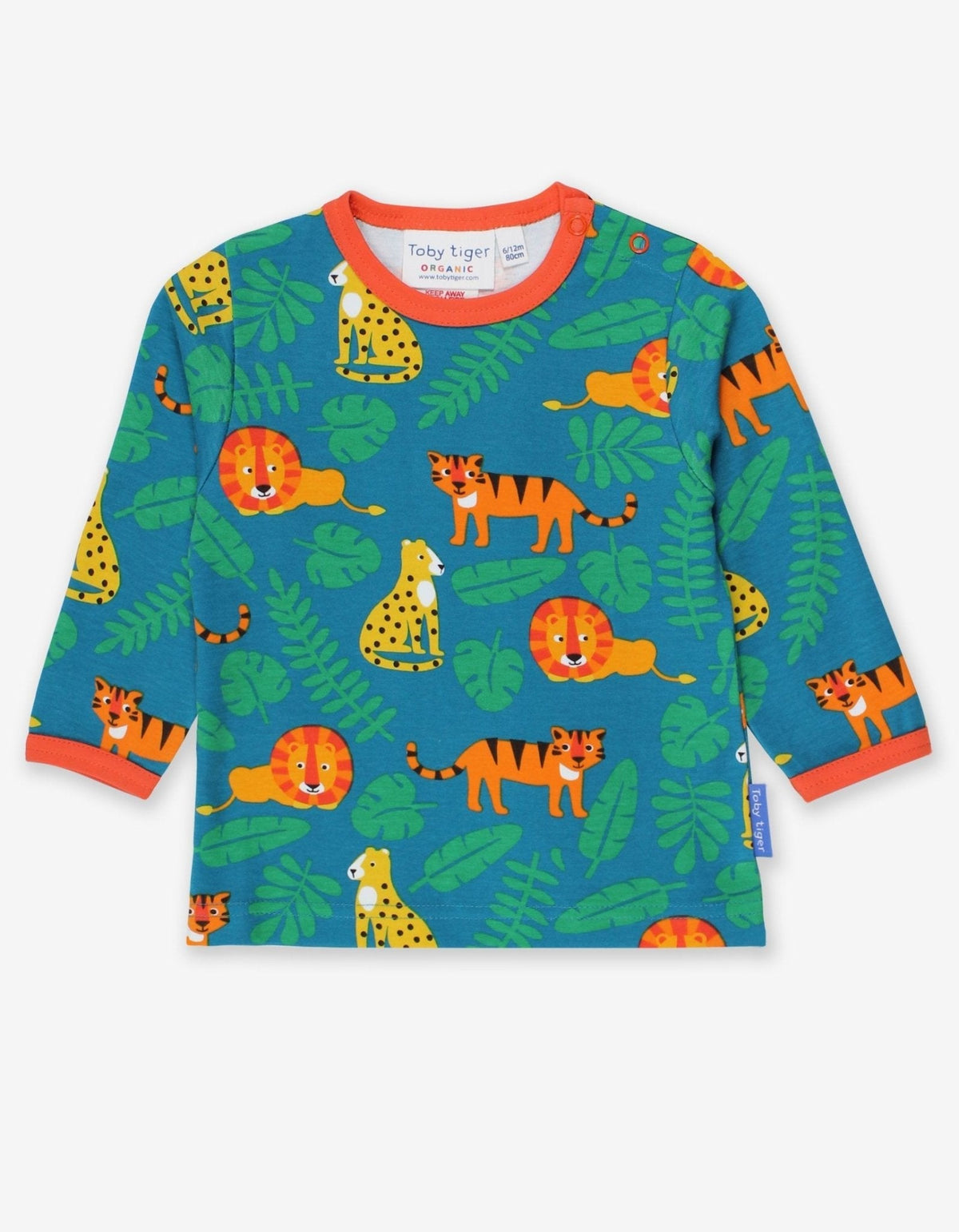 Toby Tiger Organic Wild Cats Print Long-Sleeved T-Shirt