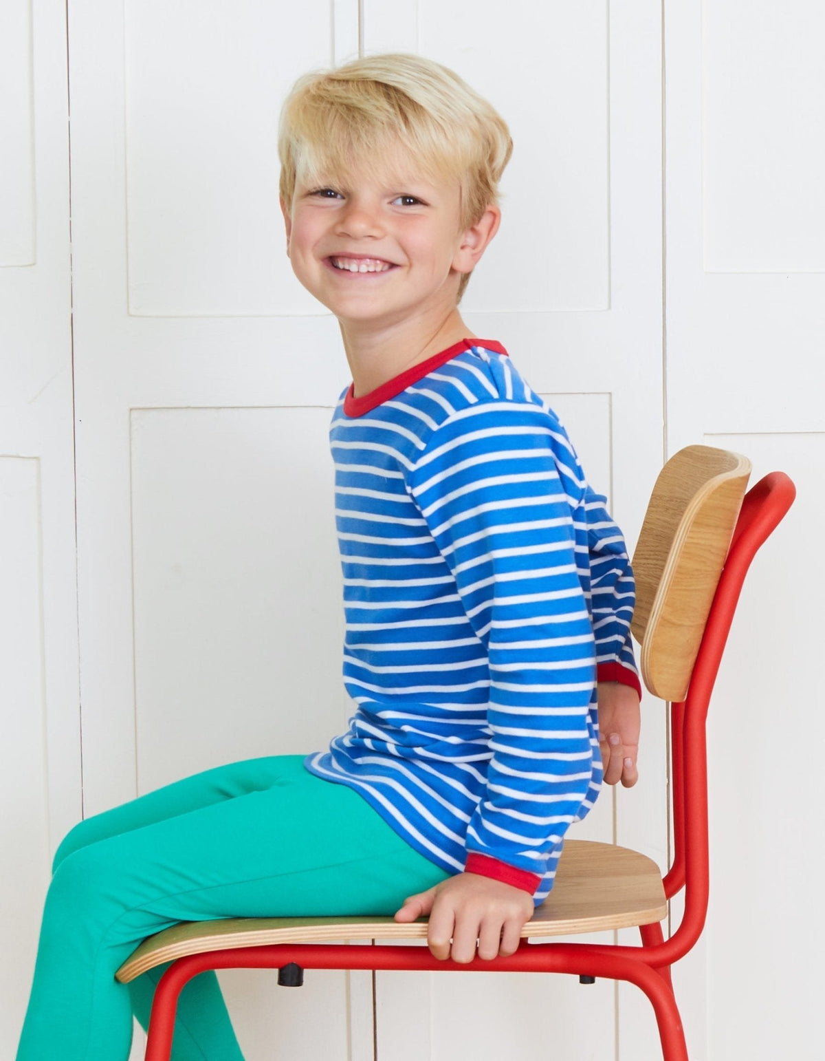 Toby Tiger Organic Blue Breton Long-Sleeved T-Shirt