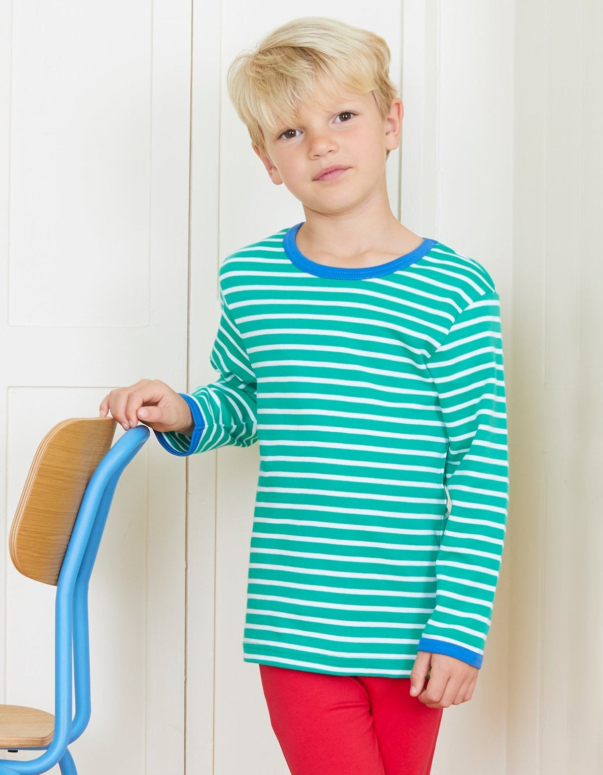 Toby Tiger Organic Green Breton Long-Sleeved T-Shirt