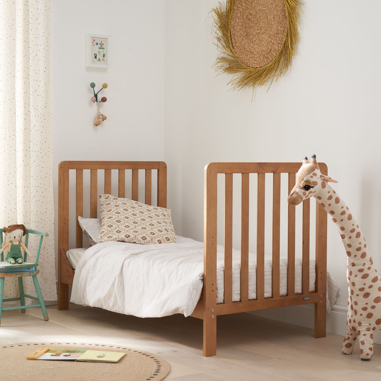 Tutti Bambini Malmo Cot Bed with Cot Top Changer & Mattress - Honey Oak