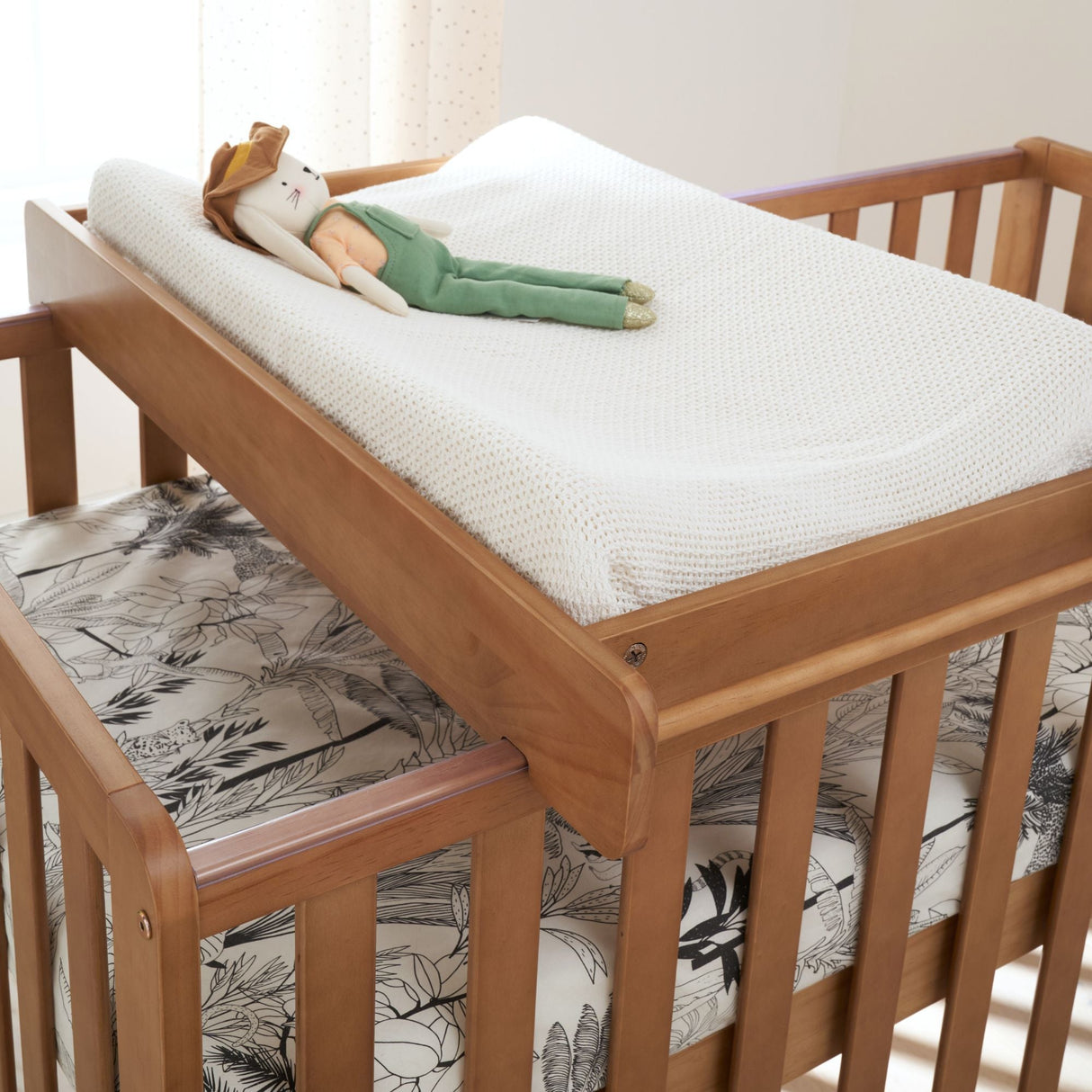 Tutti Bambini Malmo Cot Bed with Cot Top Changer & Mattress - Honey Oak