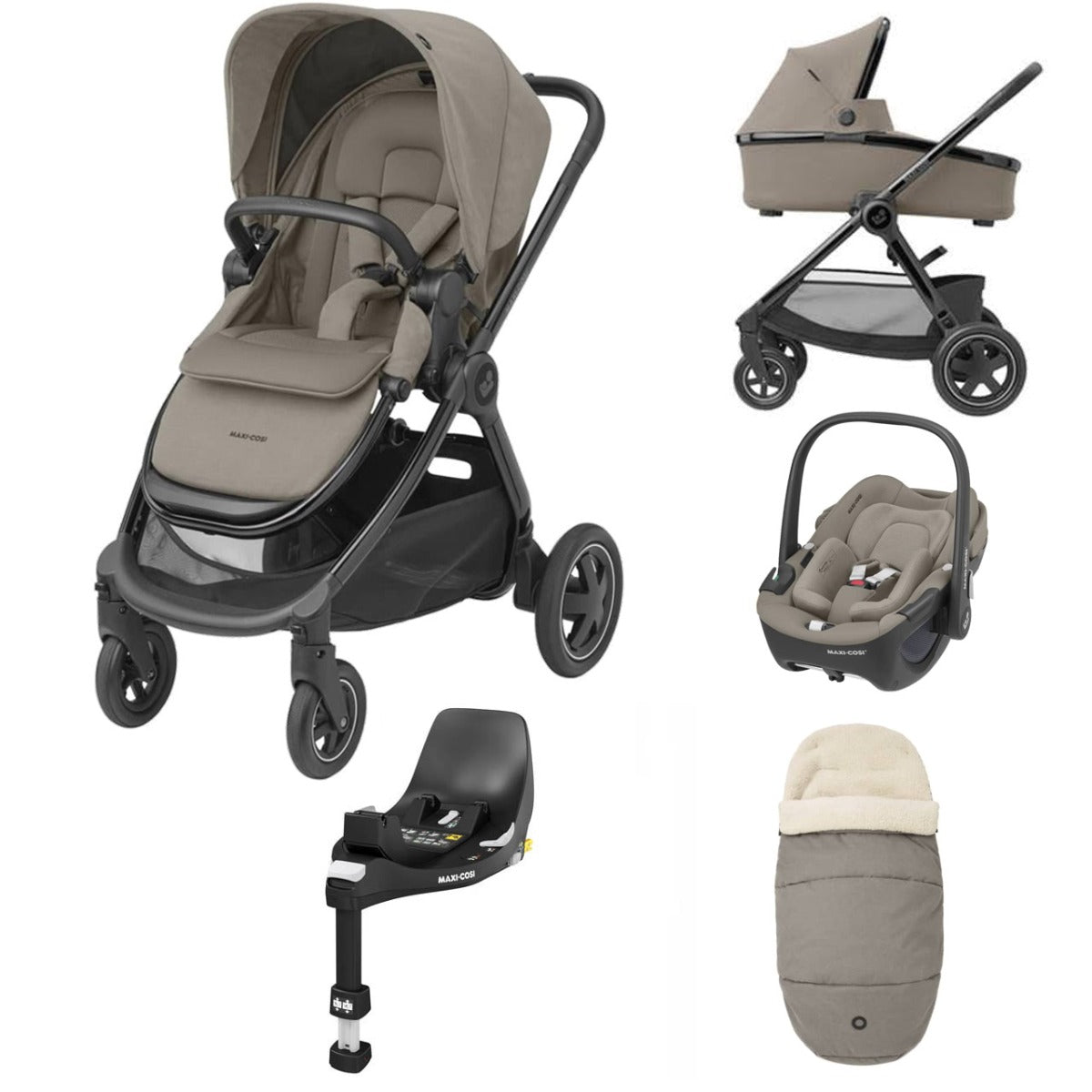 Maxi-Cosi Adorra Luxe Travel System with Base - Twillic Truffle