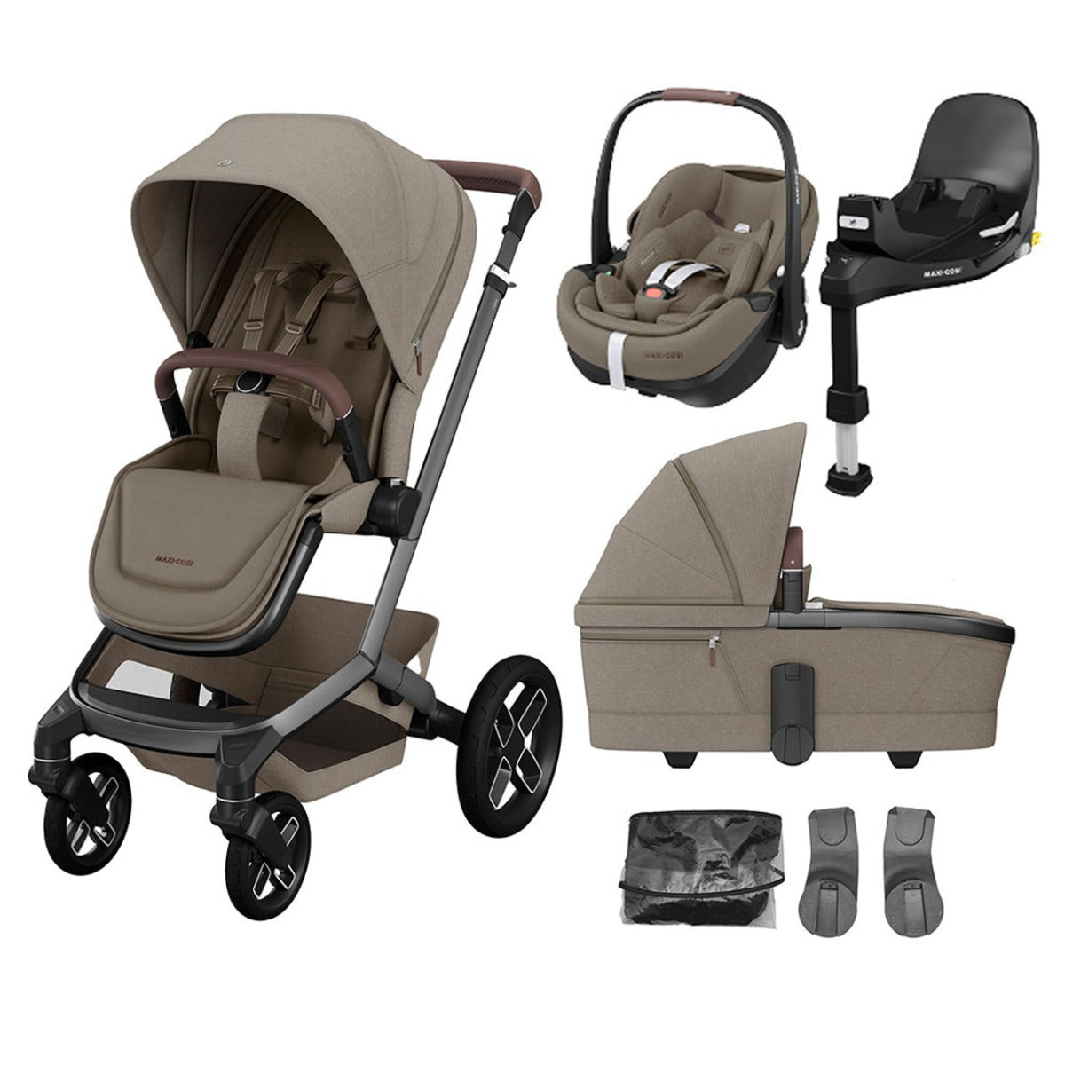 Maxi-Cosi Fame Pebble 360 Pro 2 Travel System Bundle - Twillic Truffle with Black Wheels