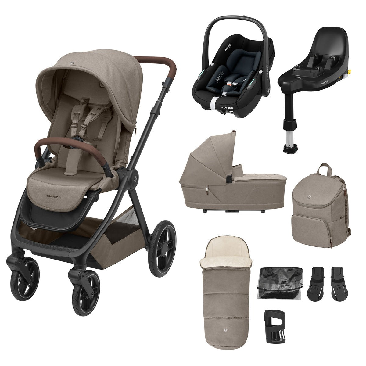 Maxi-Cosi Oxford Pebble S 9 Piece Select Bundle - Twillic Truffle