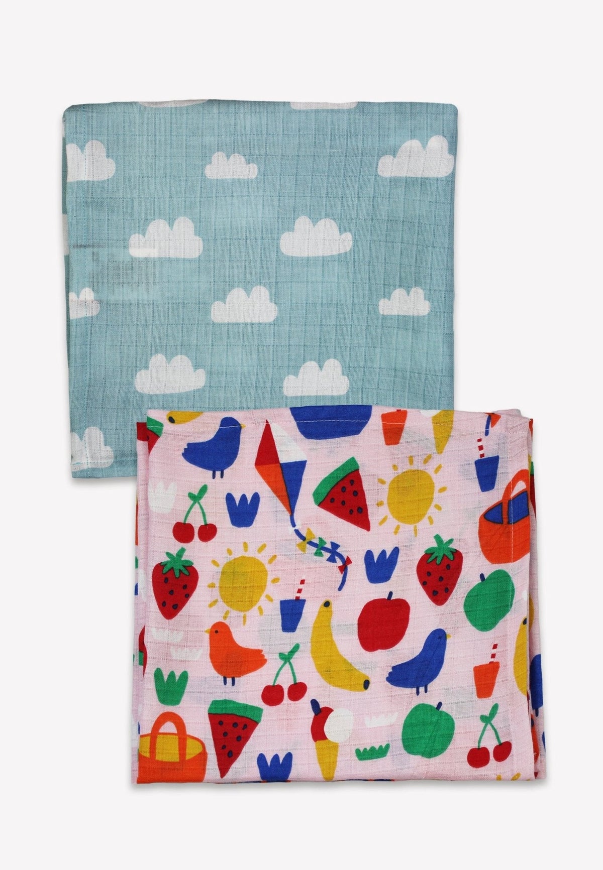 Toby Tiger Organic Picnic Print 2 Pack Muslins