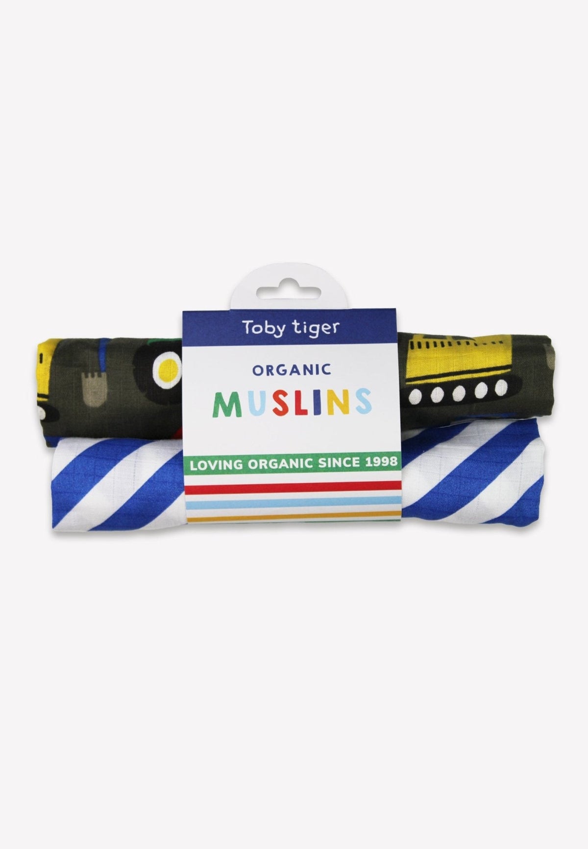 Toby Tiger Organic Transport Print Muslin 2-Pack