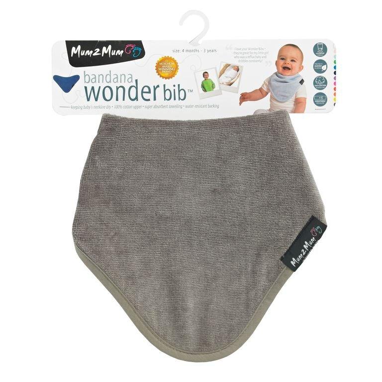 Mum 2 Mum Bandana Style Wonder Bib - Mushroom Grey/Brown