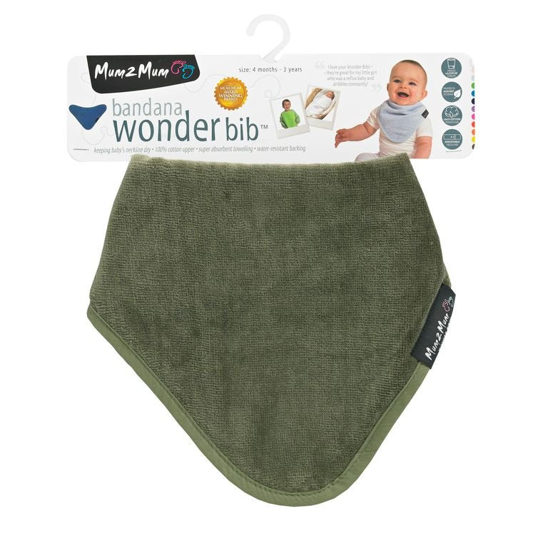 Mum 2 Mum Bandana Style Wonder Bib - Olive Green
