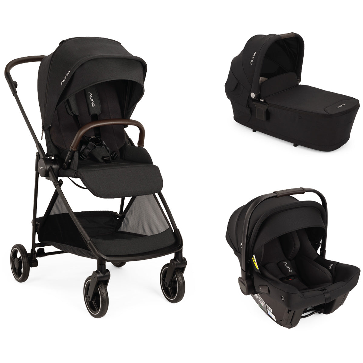 Nuna IXXA Next Stroller + LYTL Carrycot + PIPA URBN Travel System Bundle - Caviar