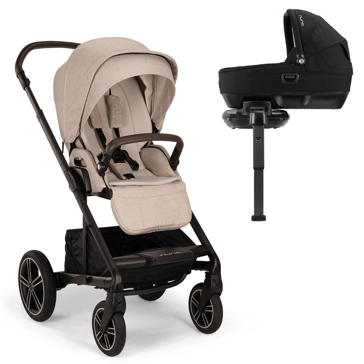 Nuna MIXX Next Pushchair + CARI Carrycot + BASE Next - Biscotti