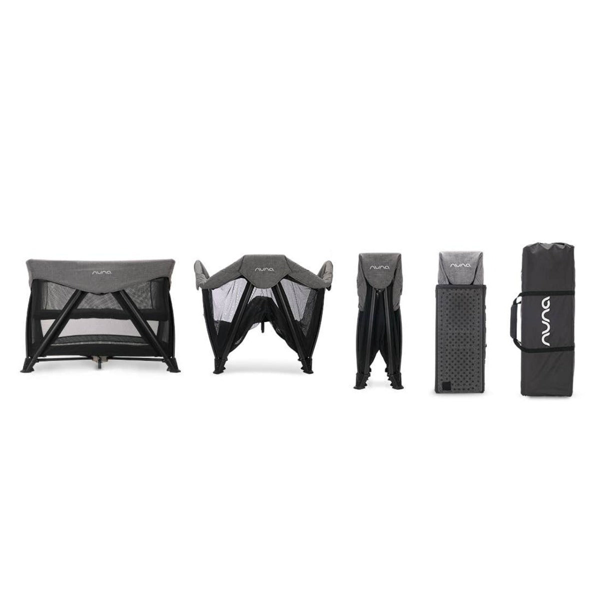 Nuna SENA Aire Travel Cot with Zip On Bassinet - Charcoal