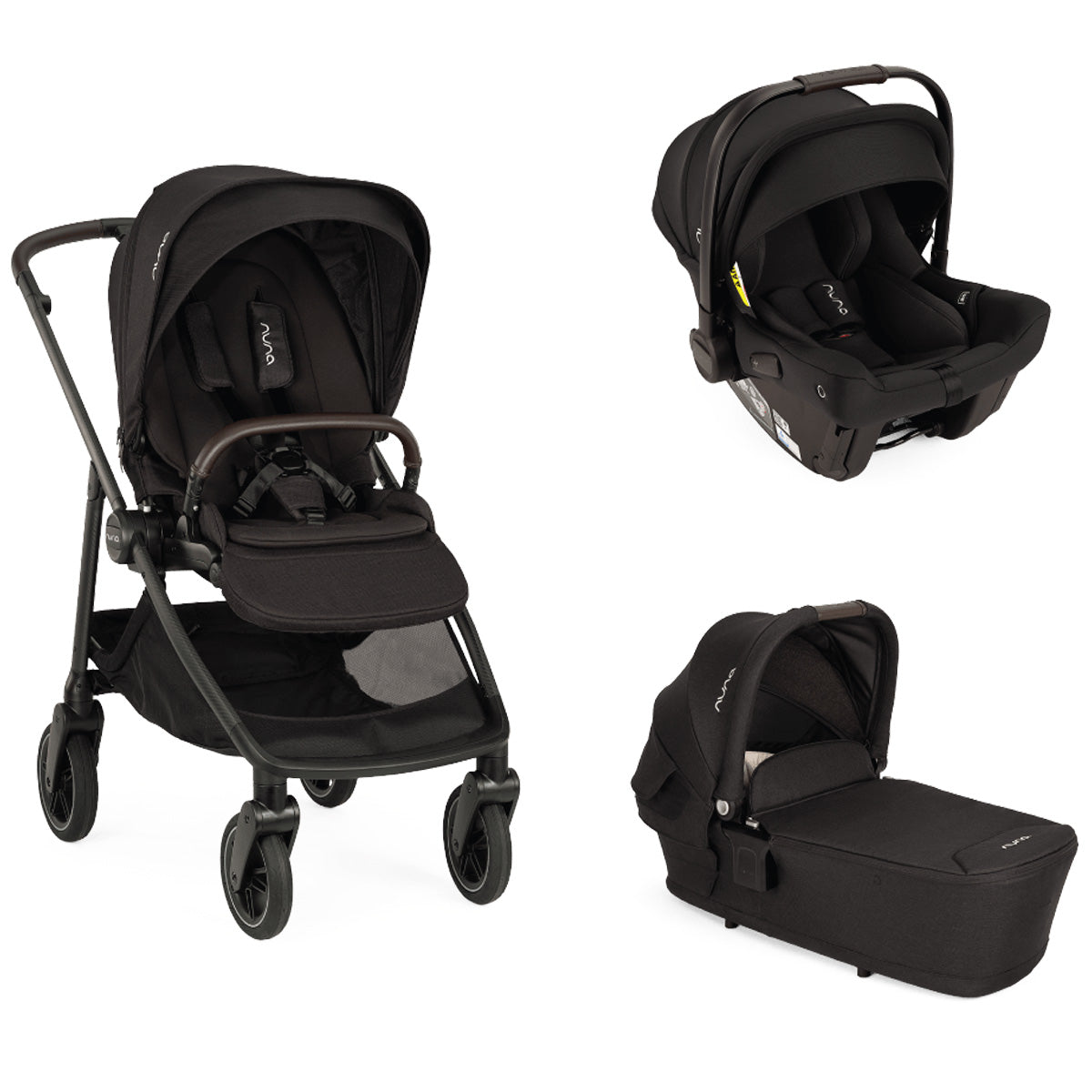 Nuna SWIV Next Stroller + LYTL Carrycot + PIPA URBN Travel System Bundle - Caviar