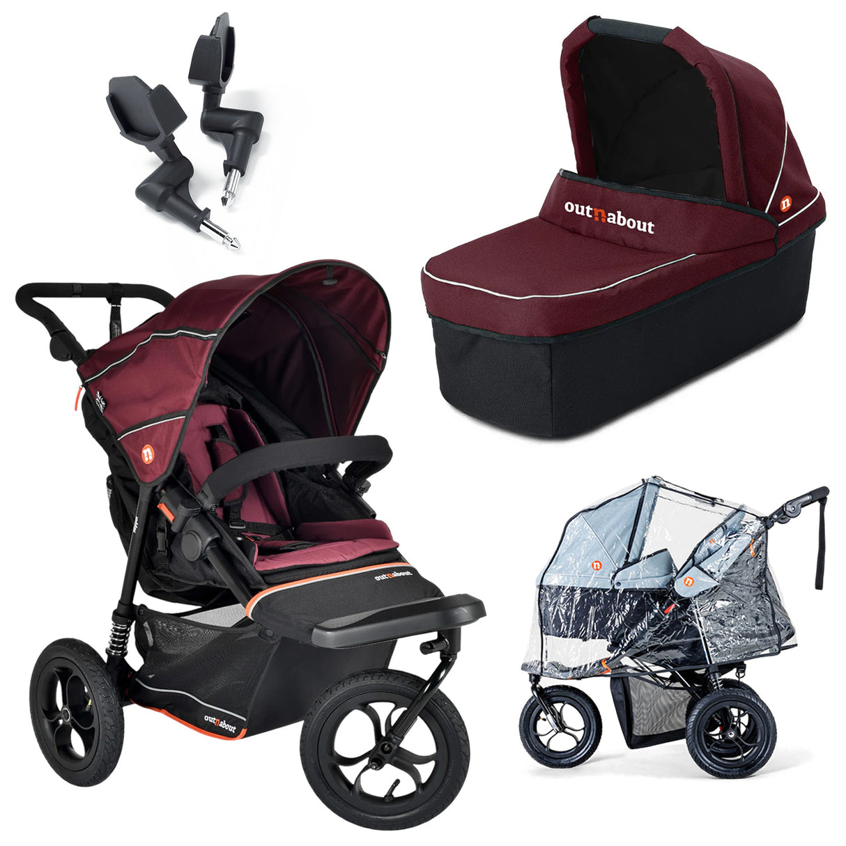 Out n About Nipper V6 Single Newborn Bundle - Brambleberry Red