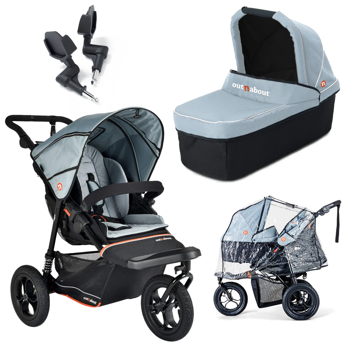 Out n About Nipper V6 Single Newborn Bundle - Rocksalt Grey