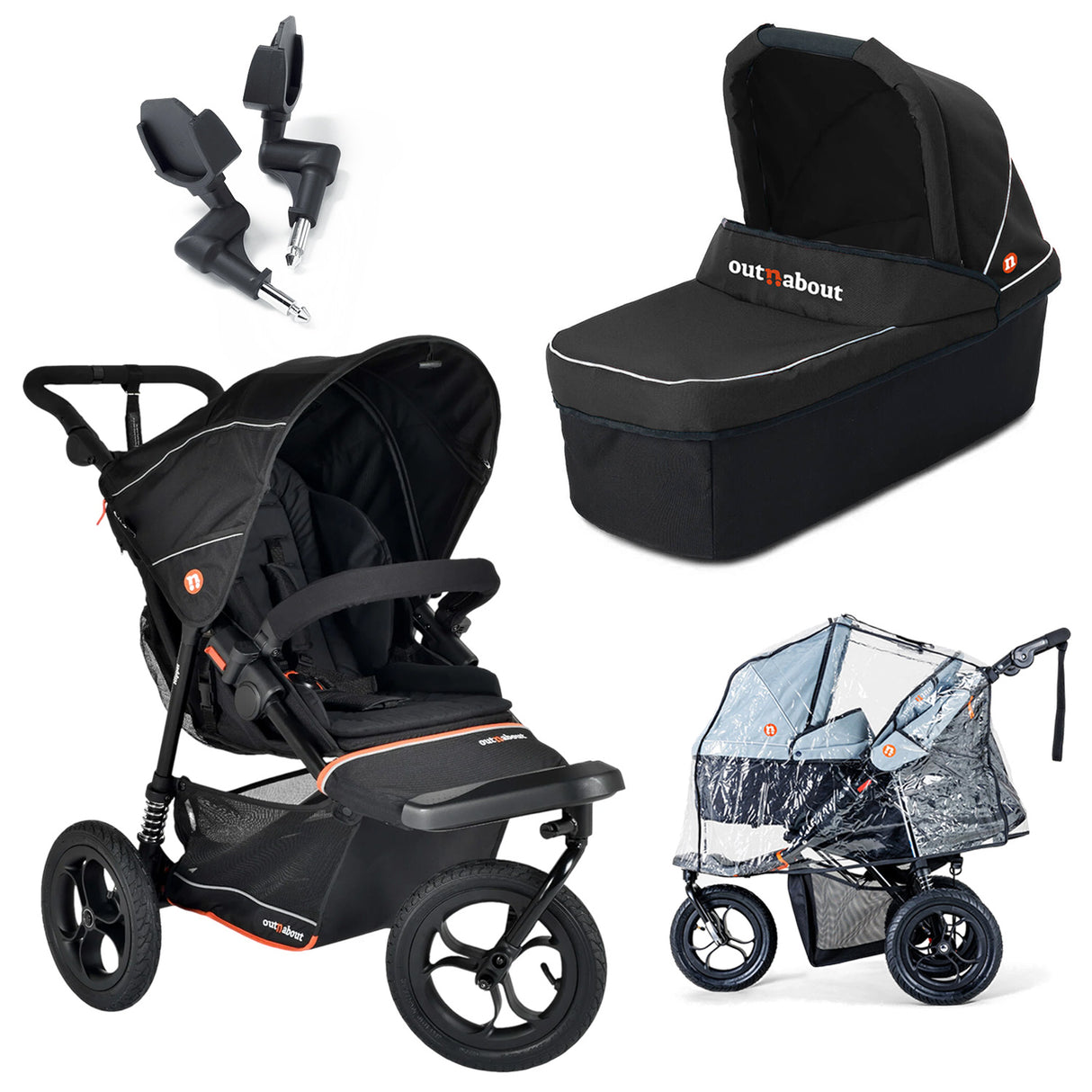 Out n About Nipper V6 Single Maxi-Cosi Cabriofix i-Size Newborn Bundle - Summit Black