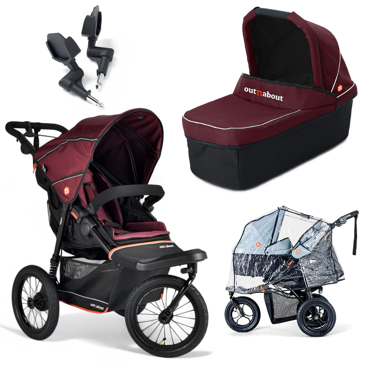Out n About Nipper V6 Plus Single Newborn Bundle - Brambleberry Red