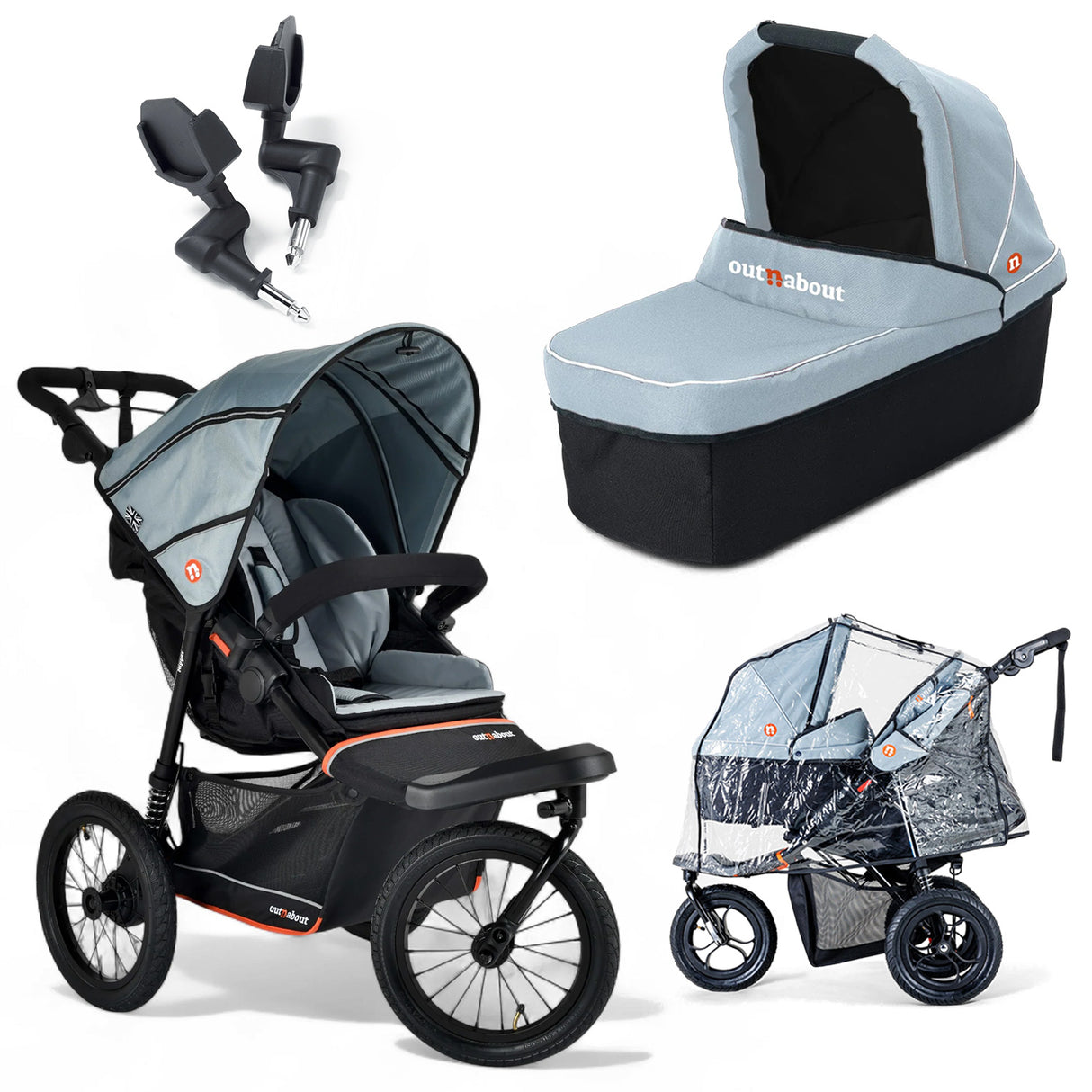 Out n About Nipper V6 Plus Single Newborn Bundle - Rocksalt Grey