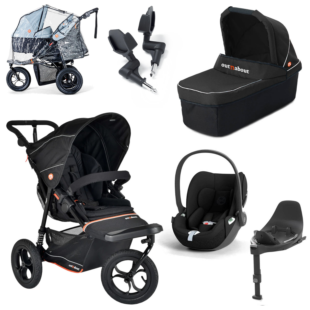 Out n About Nipper V6 Single Cybex Cloud T Newborn Bundle - Summit Black