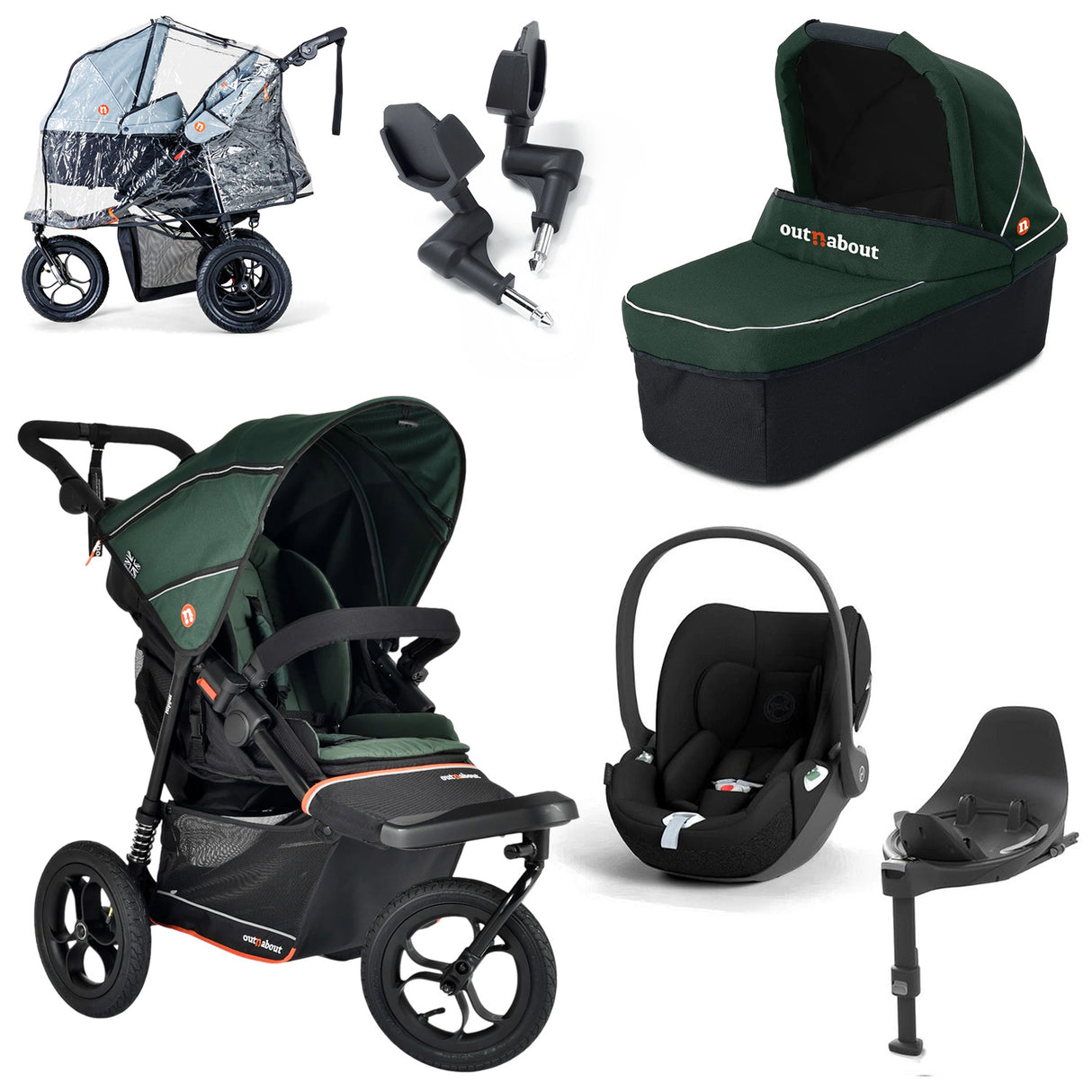 Out n About Nipper V6 Single Cybex Cloud T Newborn Bundle - Sycamore Green