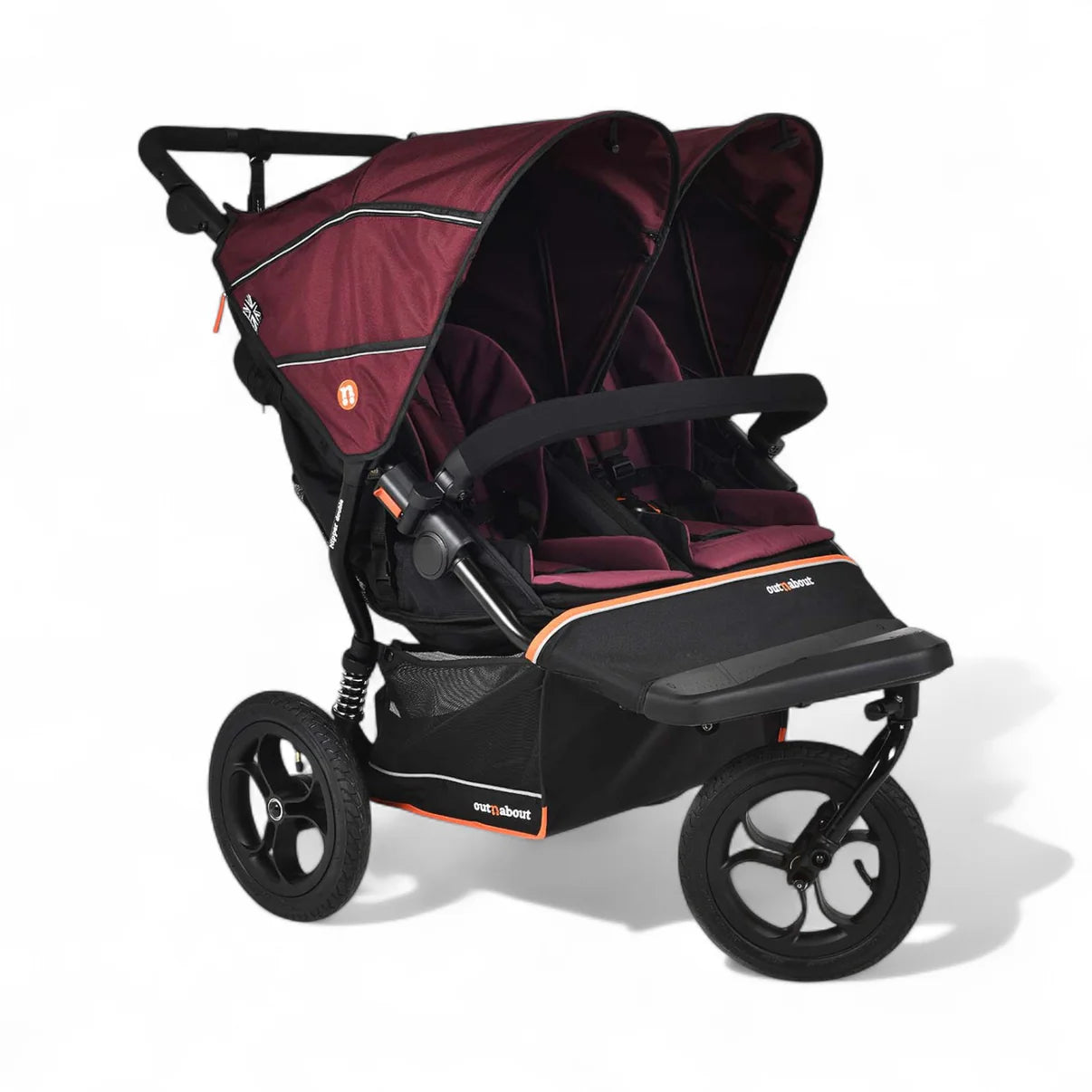 Out n About Nipper V6 Double Pushchair - Brambleberry Red