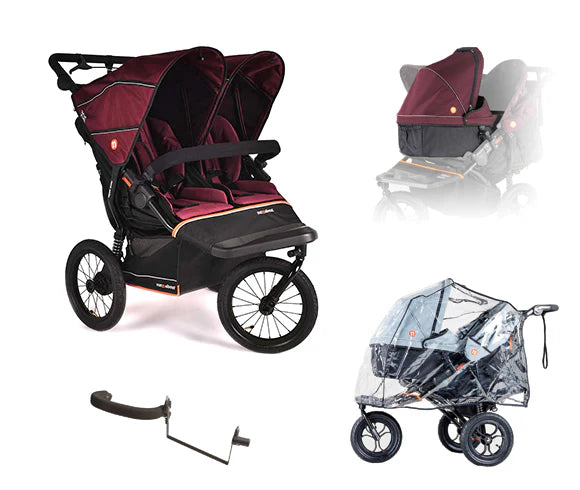 Out n About Nipper V6 Plus Double Newborn & Toddler Bundle - Brambleberry Red