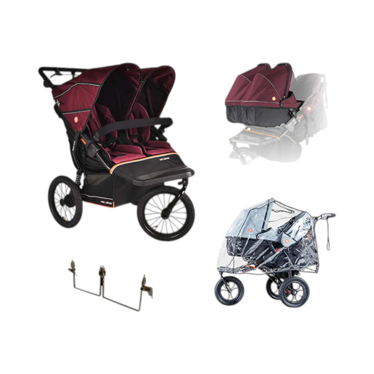 Out n About Nipper V6 Plus Twin Bundle - Brambleberry Red