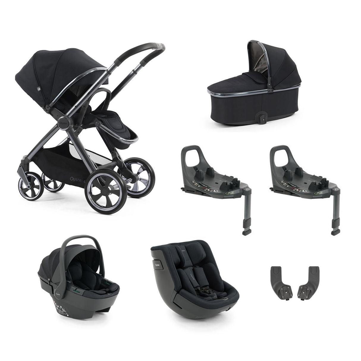 BabyStyle Oyster 4 Essential Baby & Toddler 360 Car Seat Bundle - Carbonite