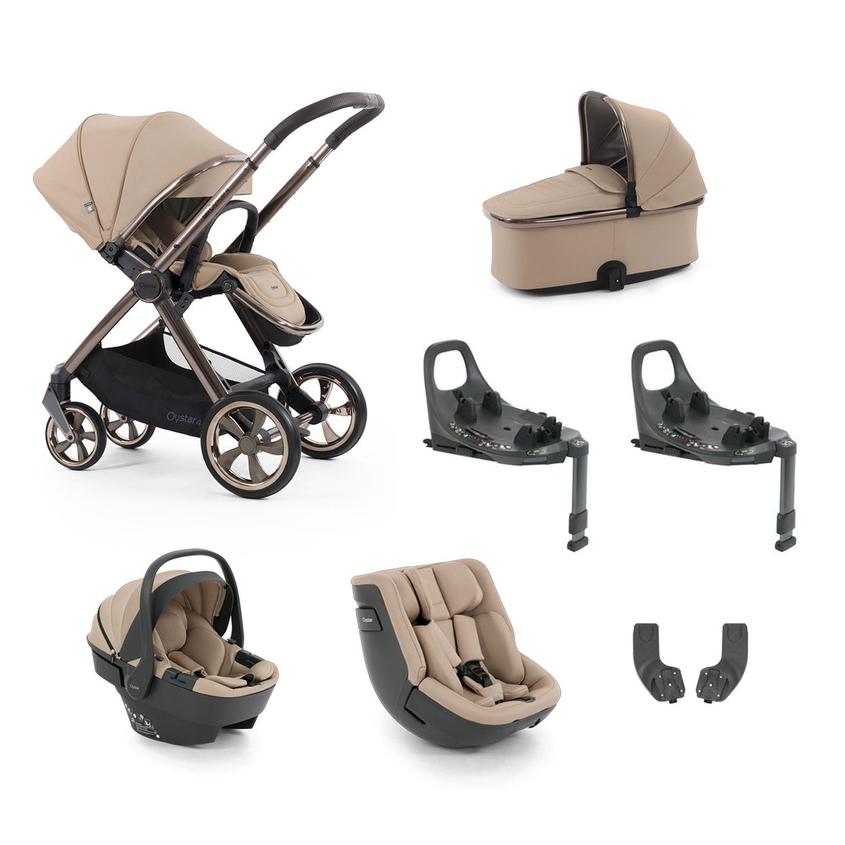 BabyStyle Oyster 4 Essential Baby & Toddler 360 Car Seat Bundle - Fawn